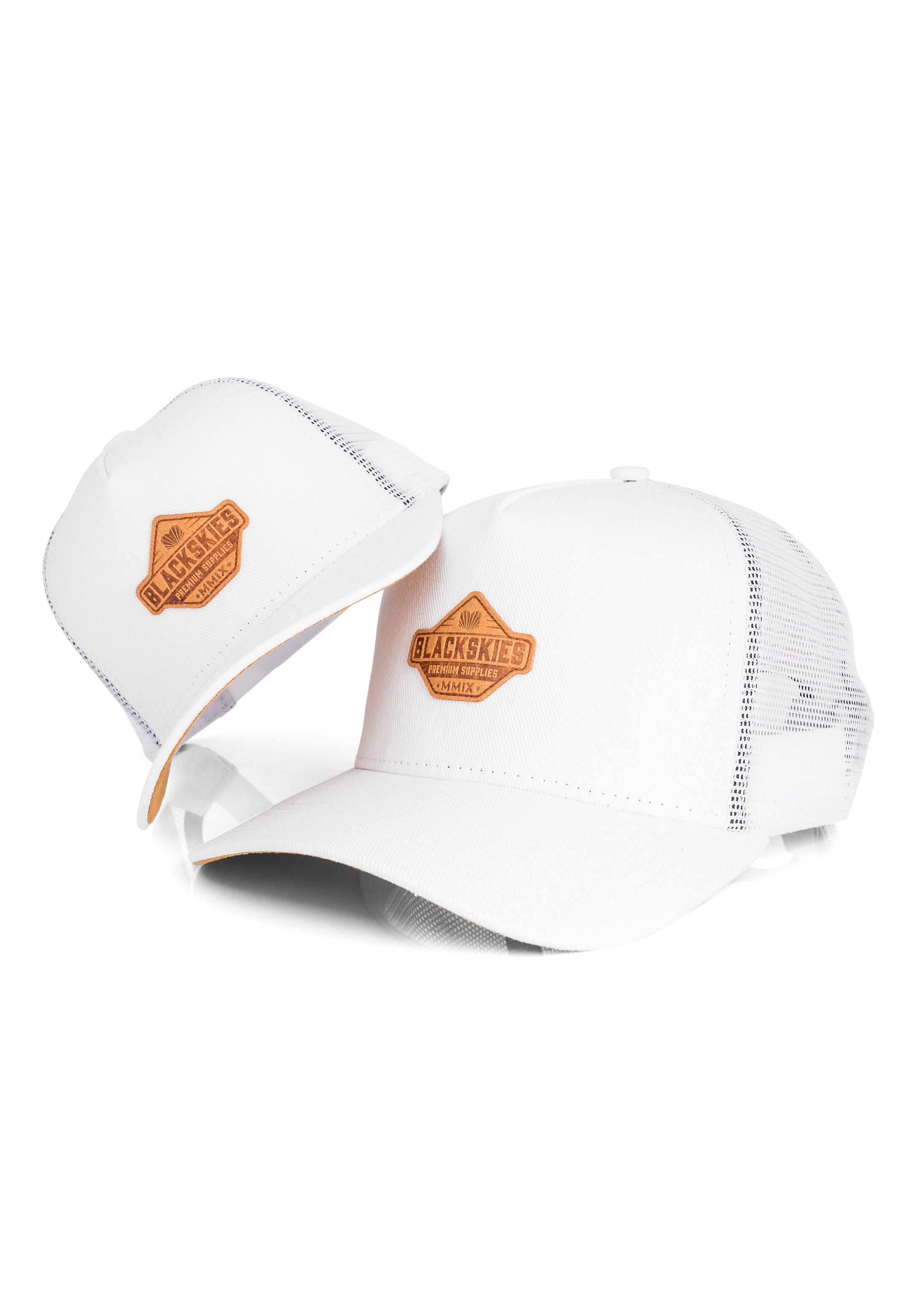 Blackskies-Essentials-Trucker-Cap-White-White-Brown-Kids-Parent-2er-Set