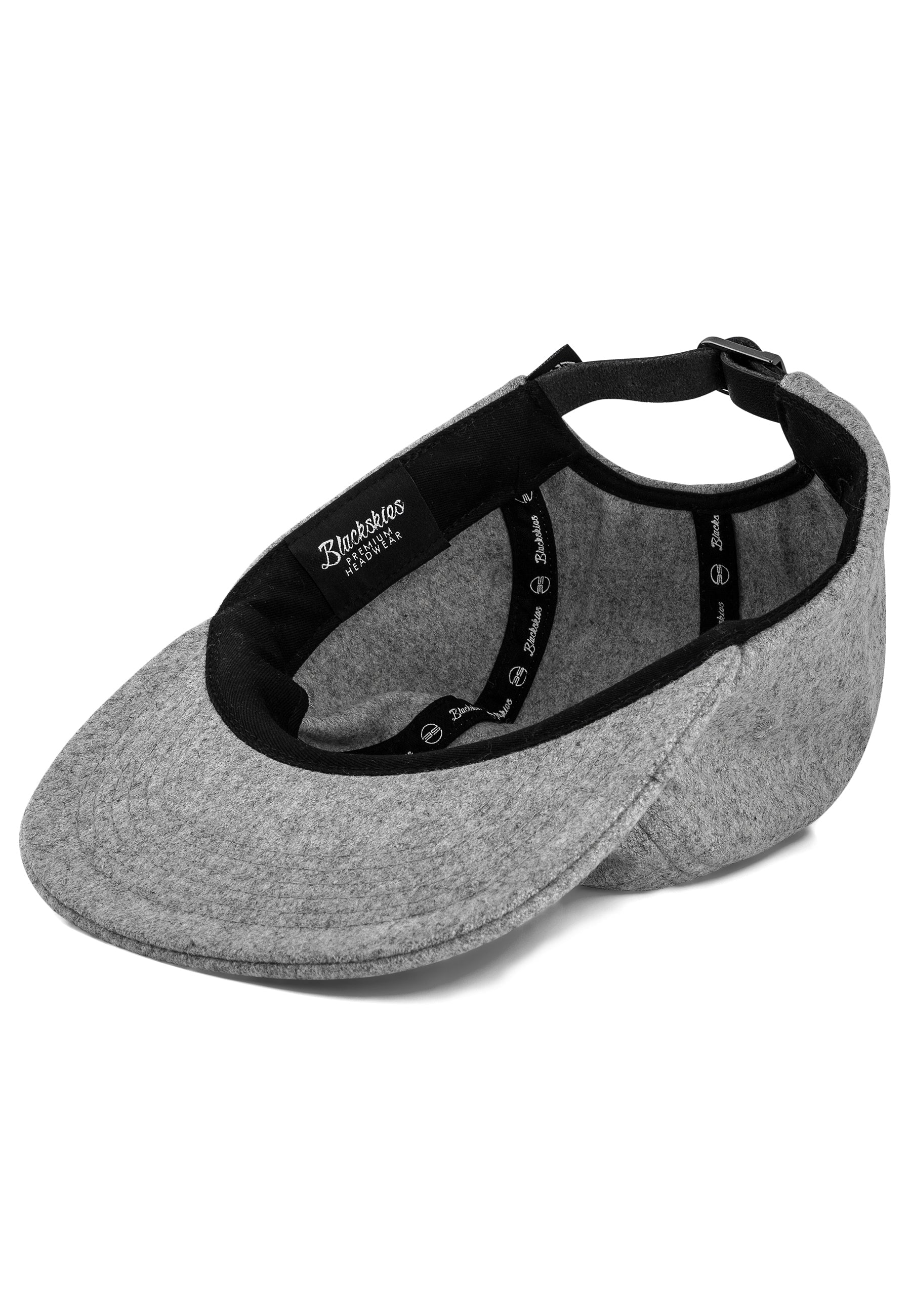 Blackskies-Glacier-5-Panel-Cap-Wool-Flannel-Grey-Arctic-Hat-Inside