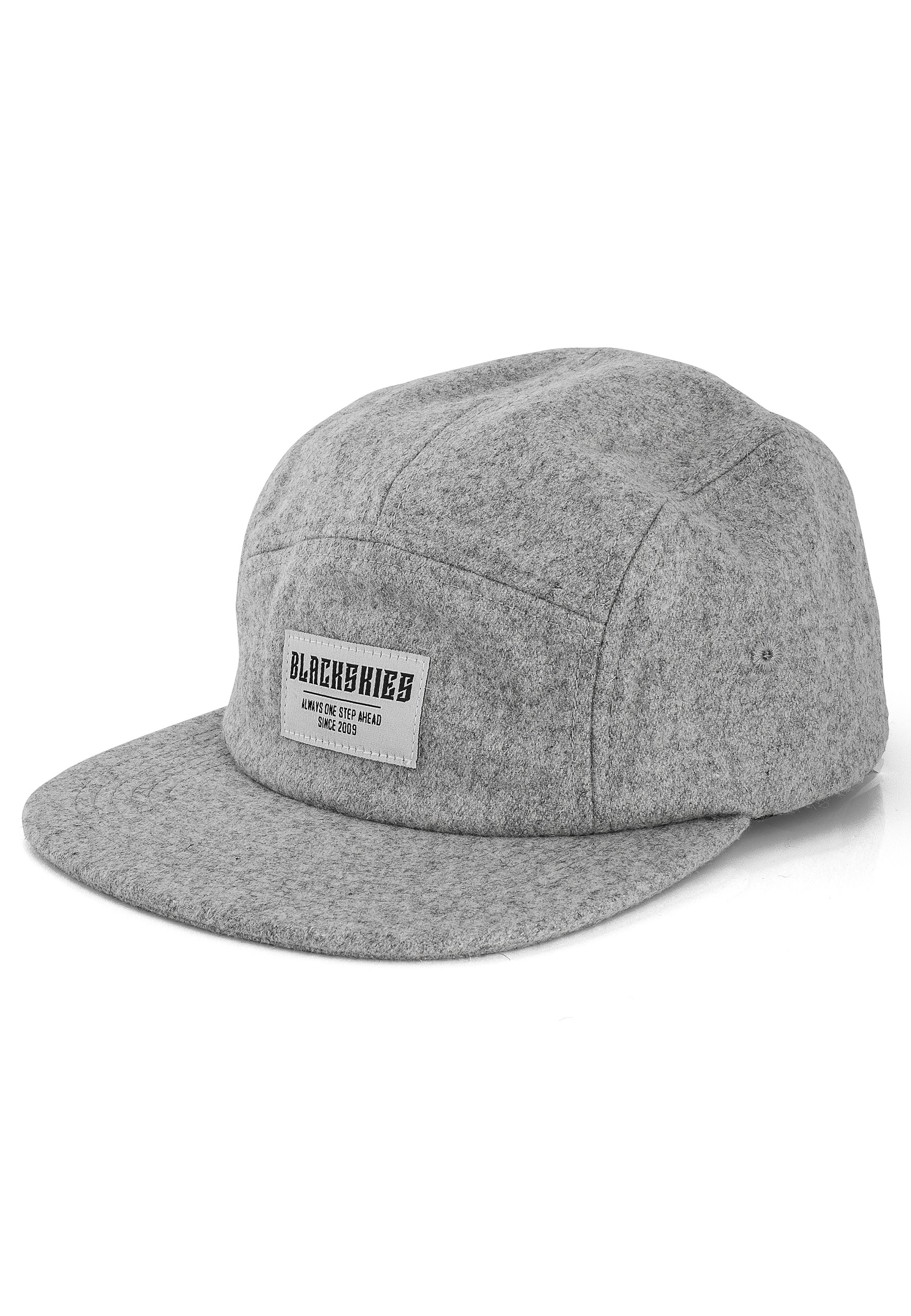 Blackskies-Glacier-5-Panel-Cap-Wool-Flannel-Grey-Arctic-Hat