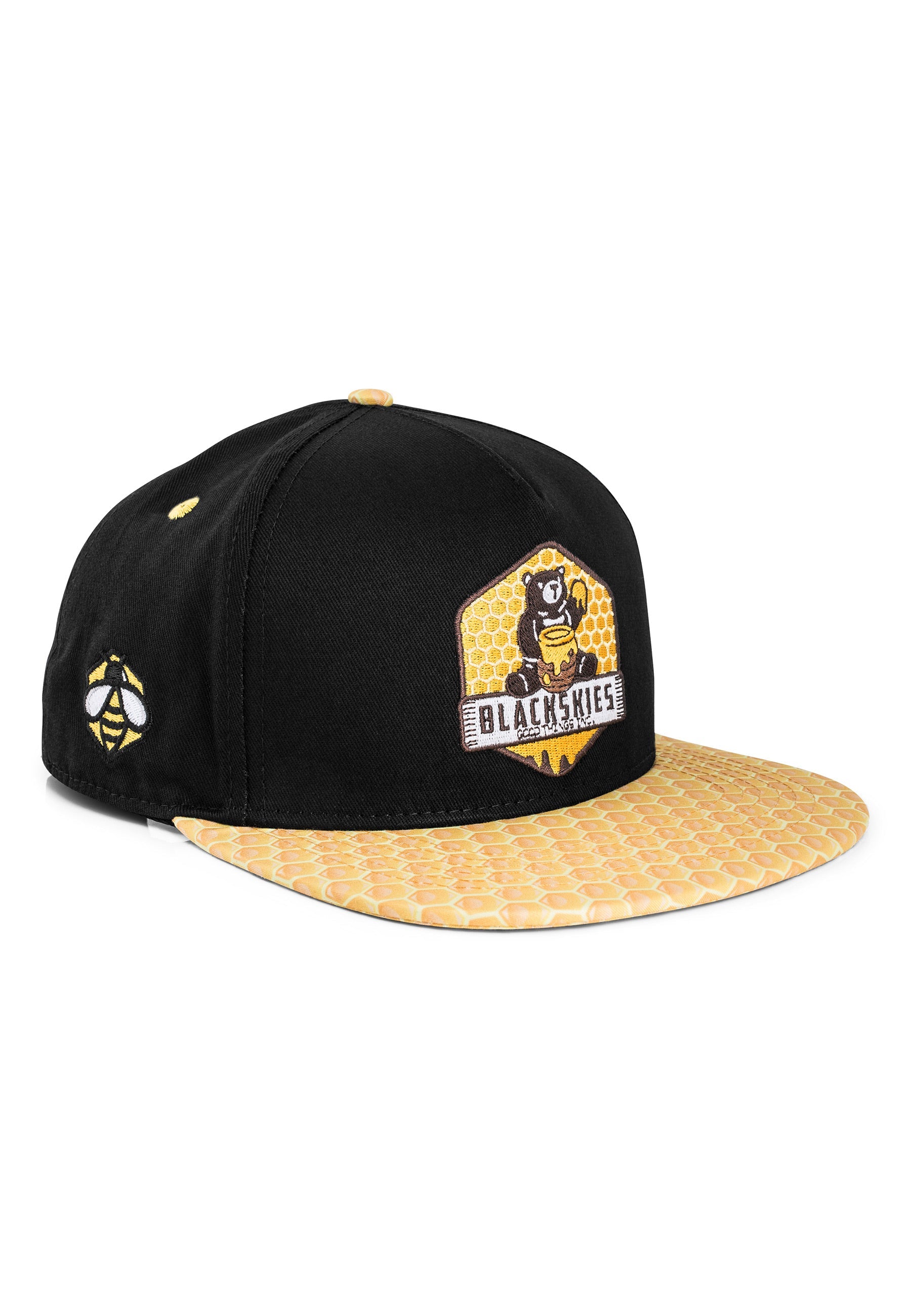 Blackskies-Good-Things-Snapback-Cap-Honey-Hex-Bear-Baseball-Hat-Specs