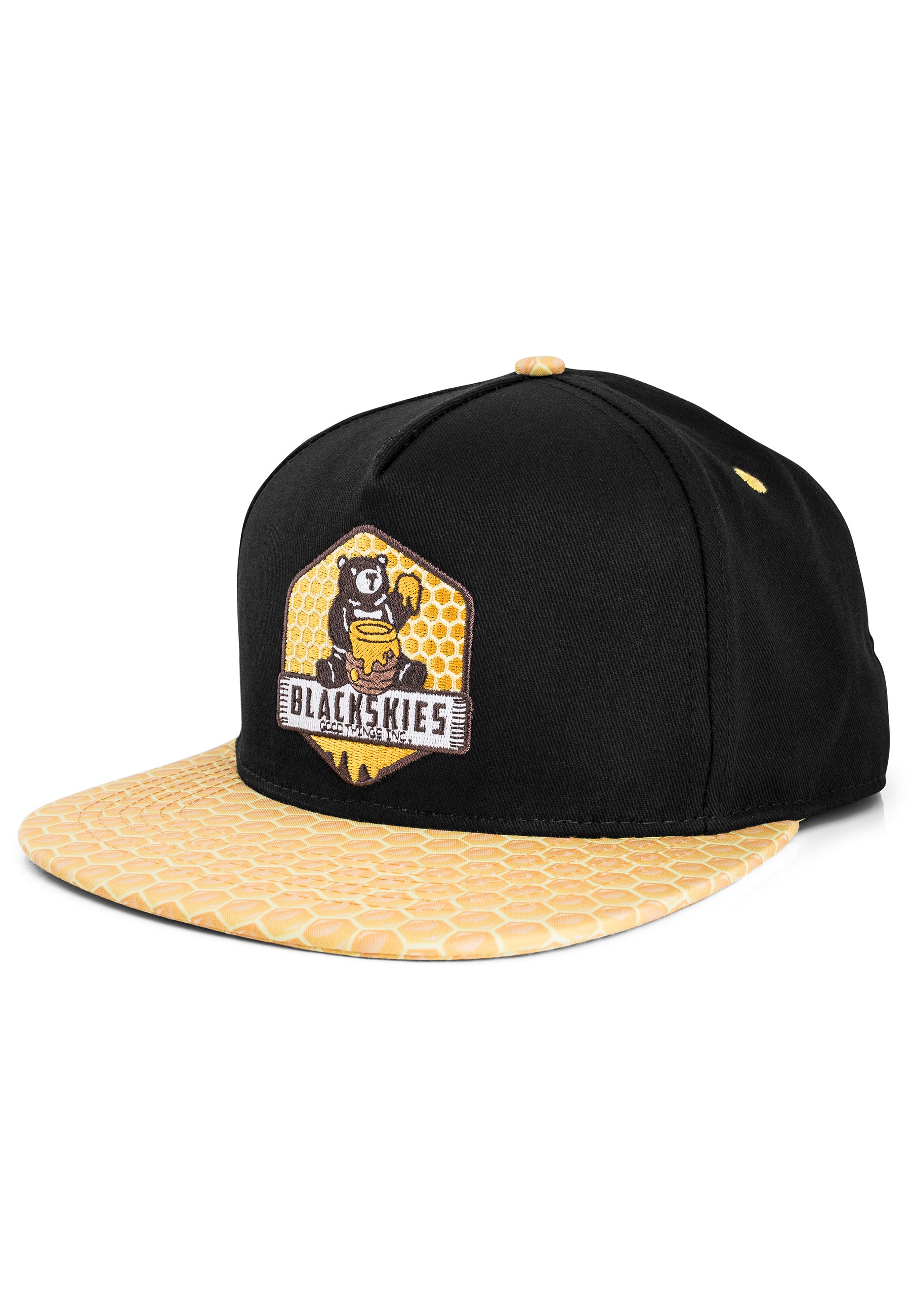 Blackskies-Good-Things-Snapback-Cap-Honey-Hex-Bear-Baseball-Hat