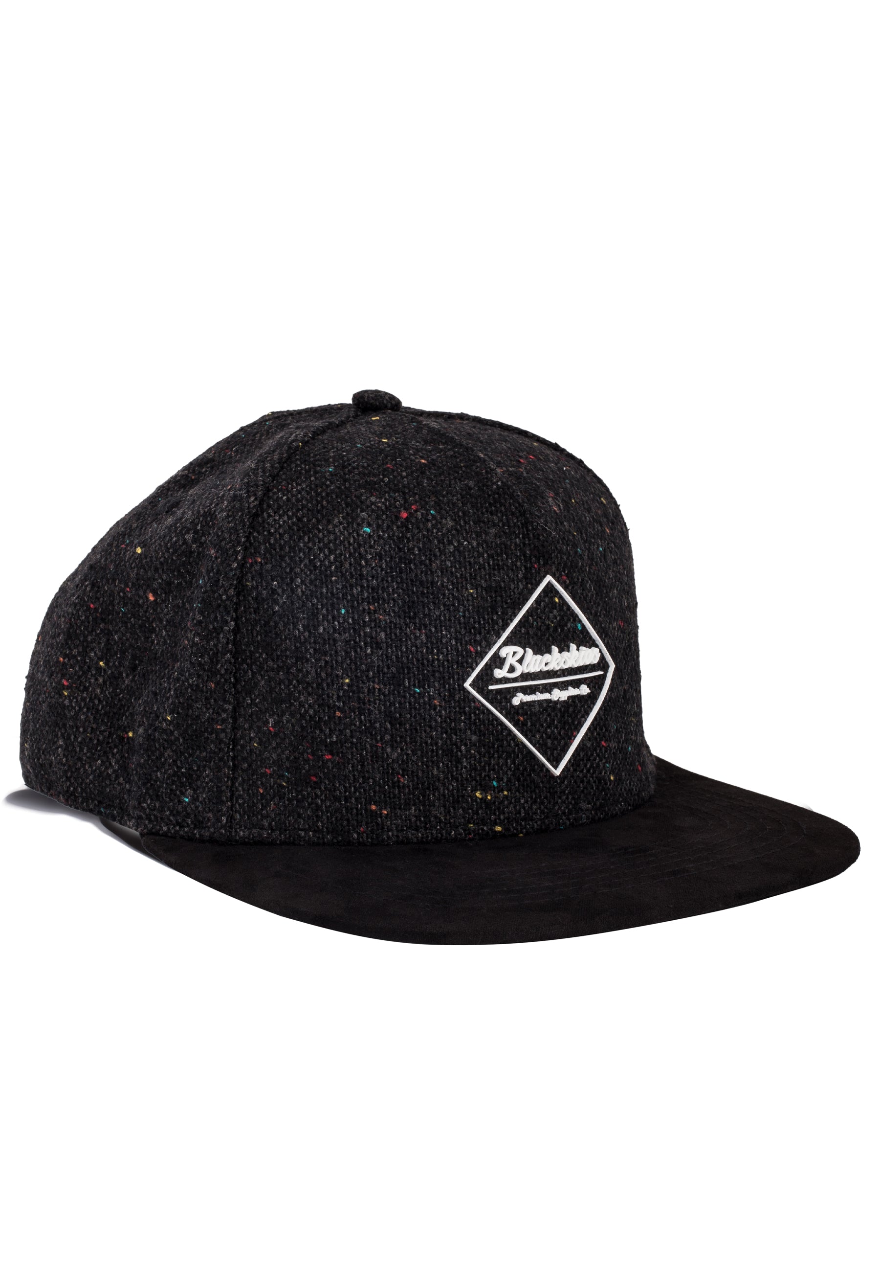 Blackskies-Hades-Snapback-Cap-Speckle-Wool-Baseball-Hat-Style-Flat-Side