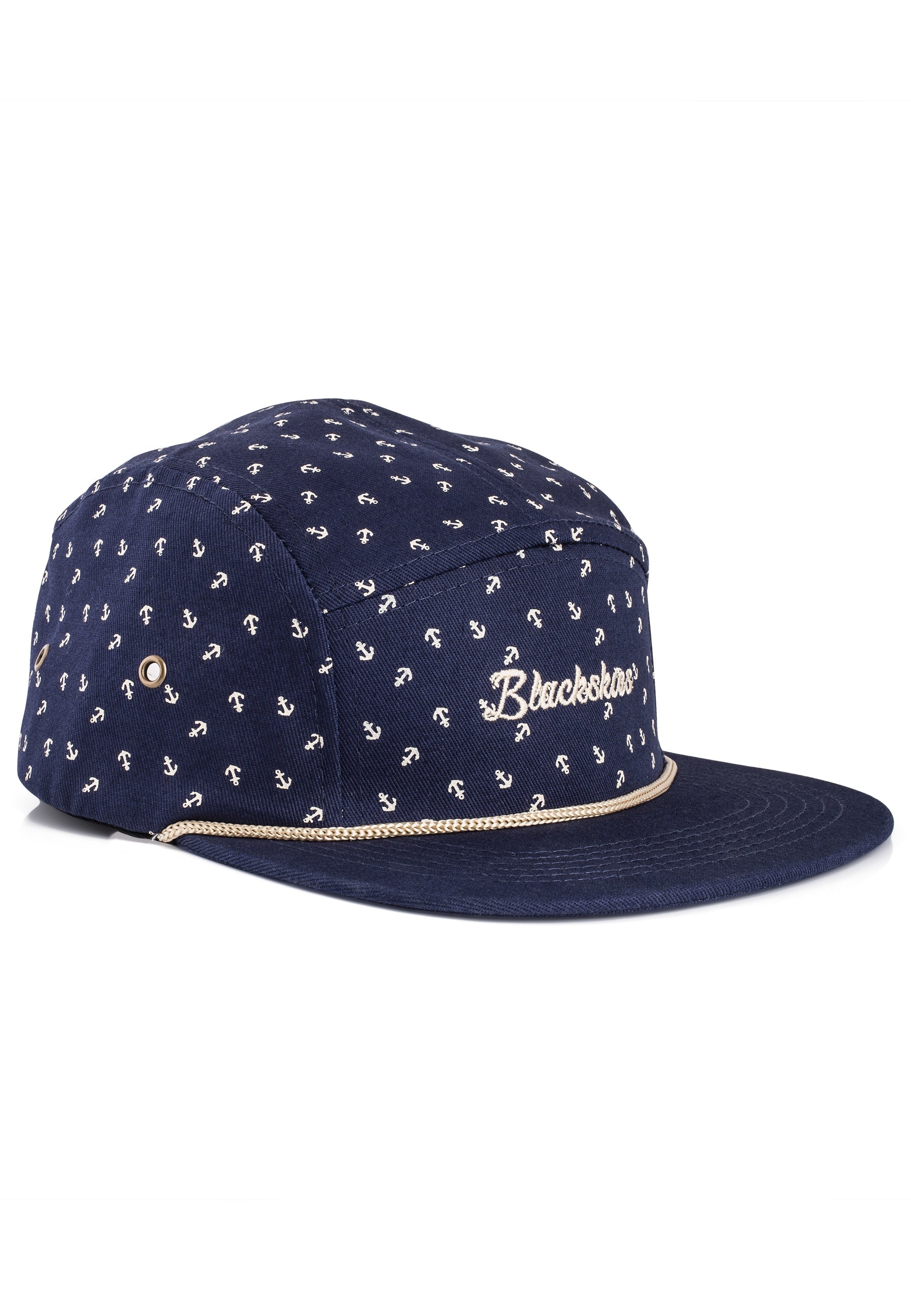 Blackskies-Harbor-5-Panel-Cap-Anchor-Blue-Side