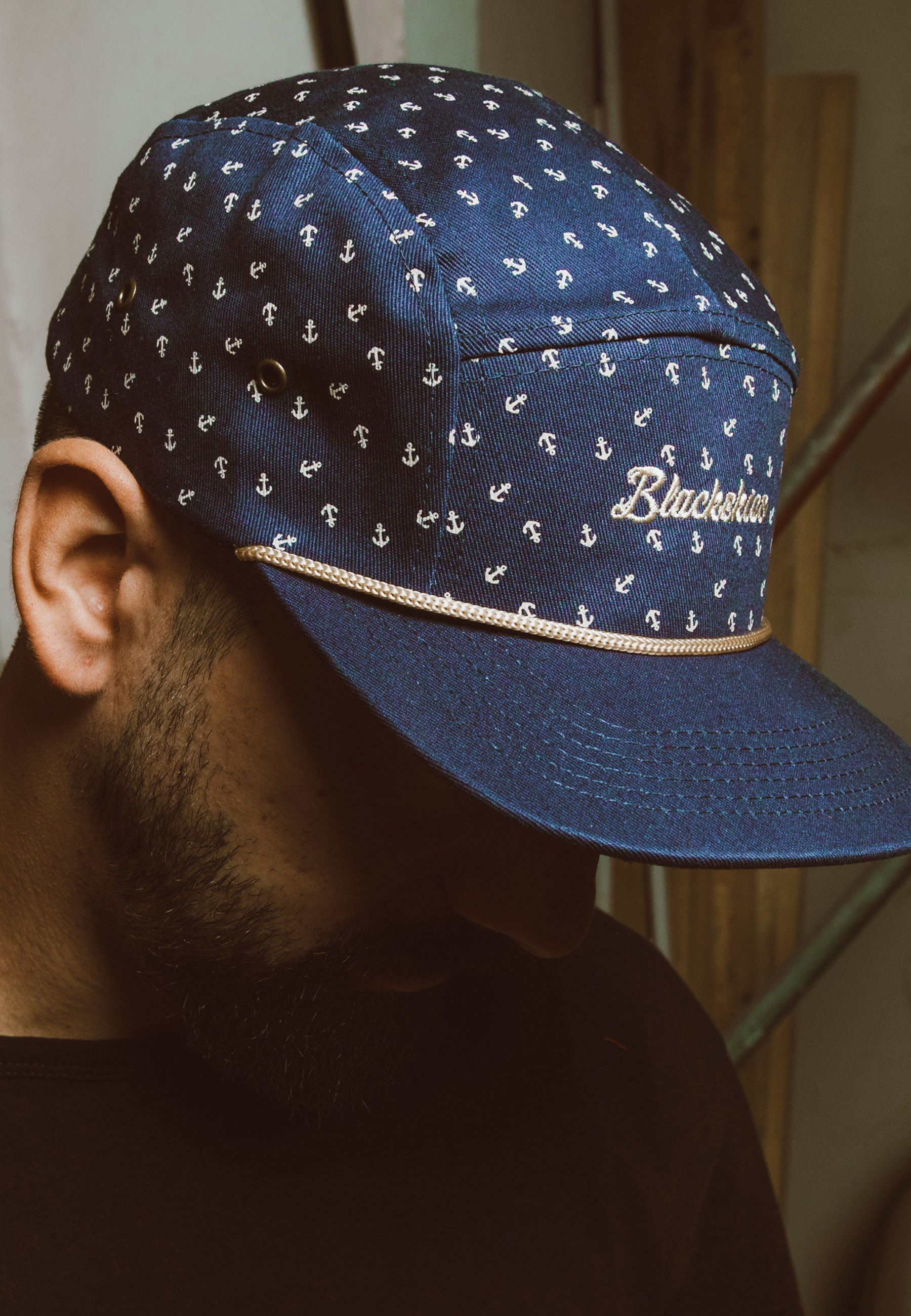 Blackskies Harbor 5-Panel Cap Maritime Blue Anchor Baseball Hat Five Surf Skate