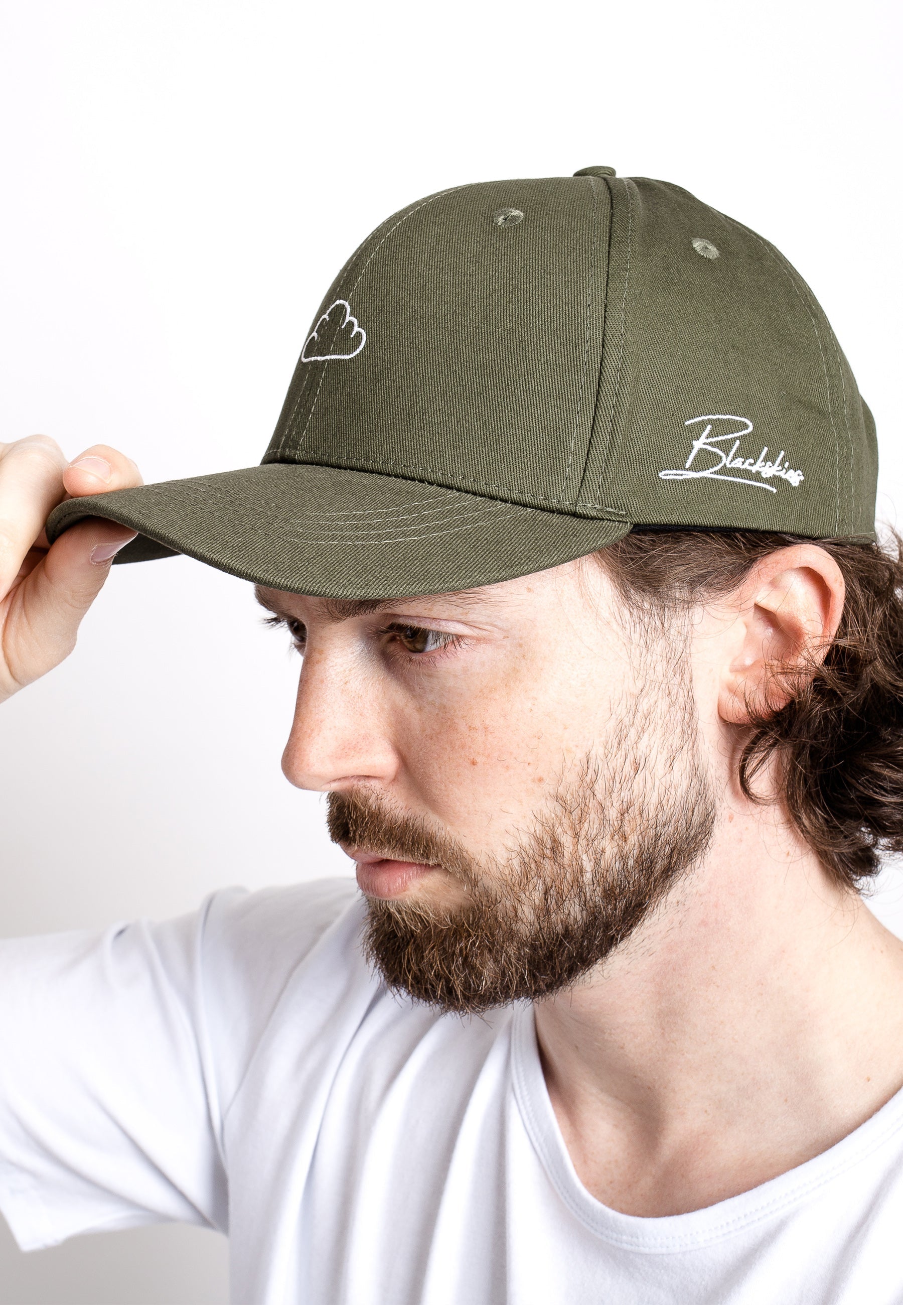 Blackskies-Iuno-Baseball-Cap-Trucker-Hat-Olive-Green-Snapback-Model-2