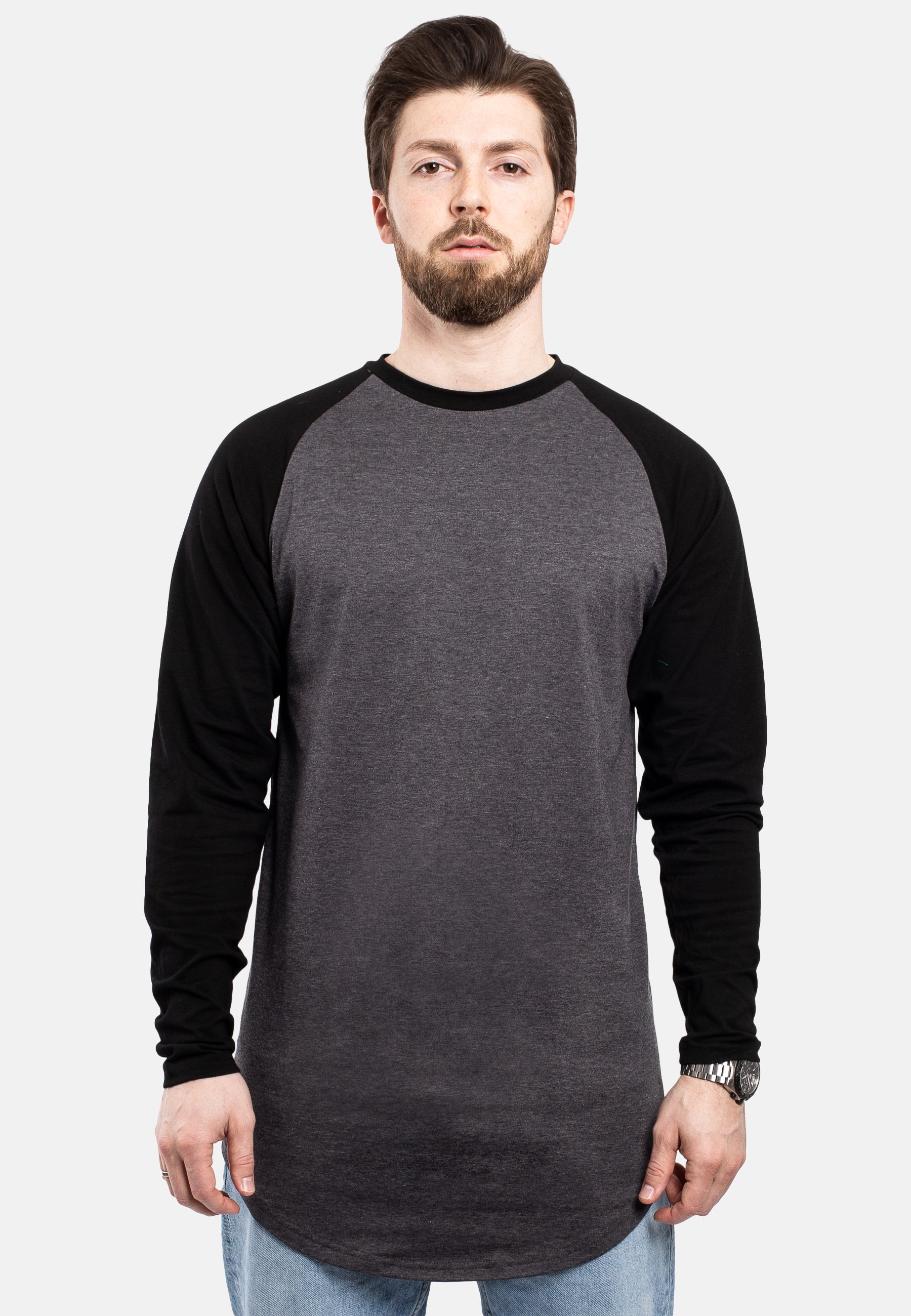 Blackskies-Longline-Baseball-Long-Sleeve-T-Shirt-Charcoal-Black-Long-Tee-Mens-Curved-Front-2