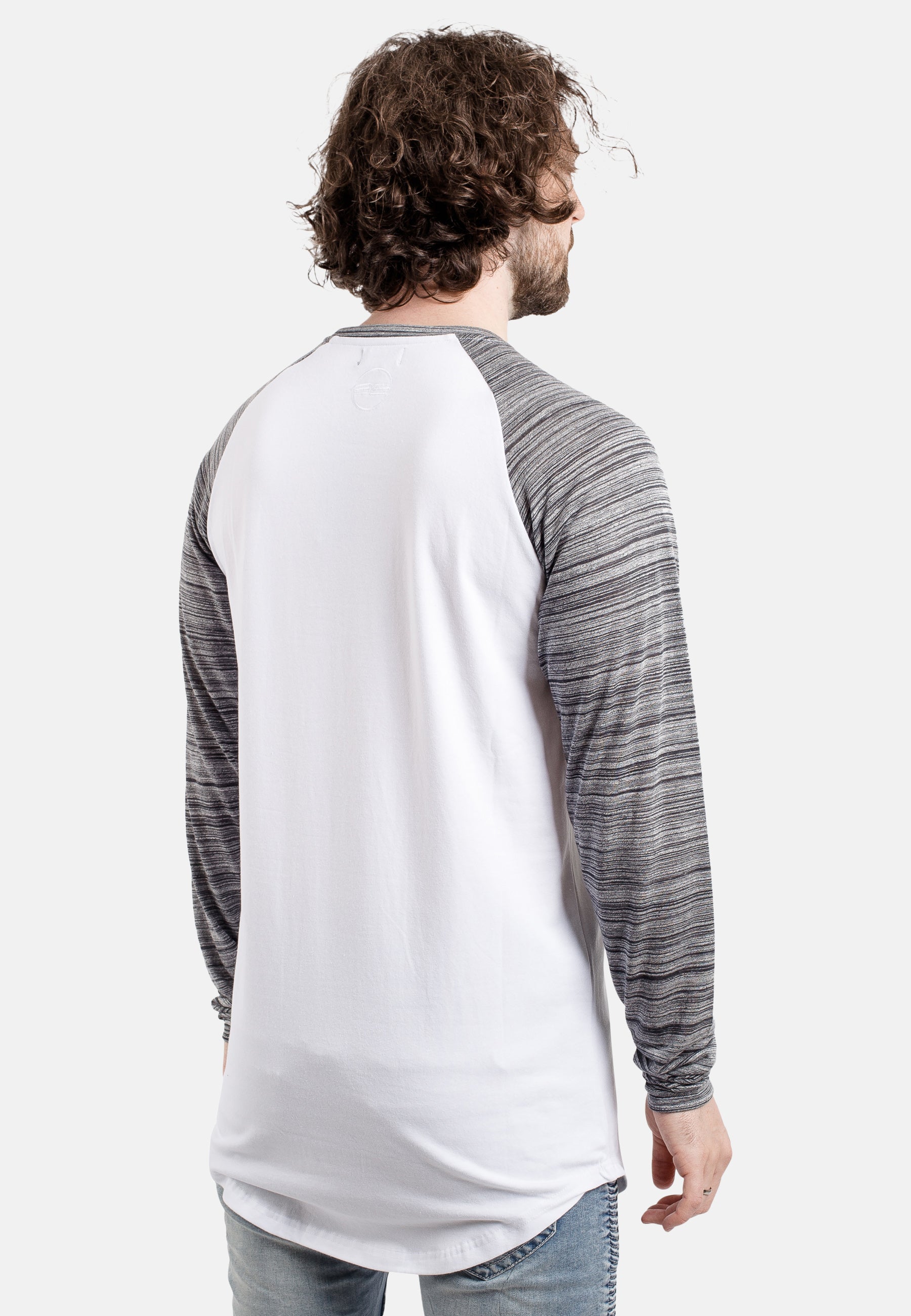 Blackskies-Longline-Baseball-T-Shirt-White-Blue-Melange-Back-Long