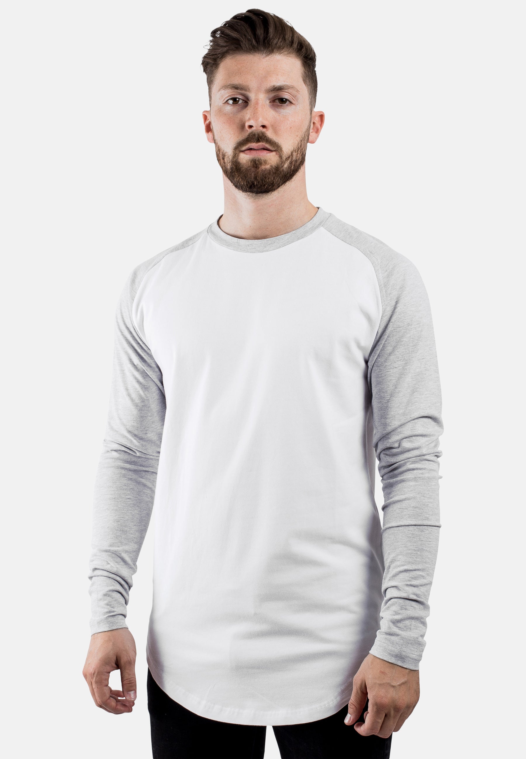 Blackskies-Longline-Baseball-T-Shirt-White-Grey-Side