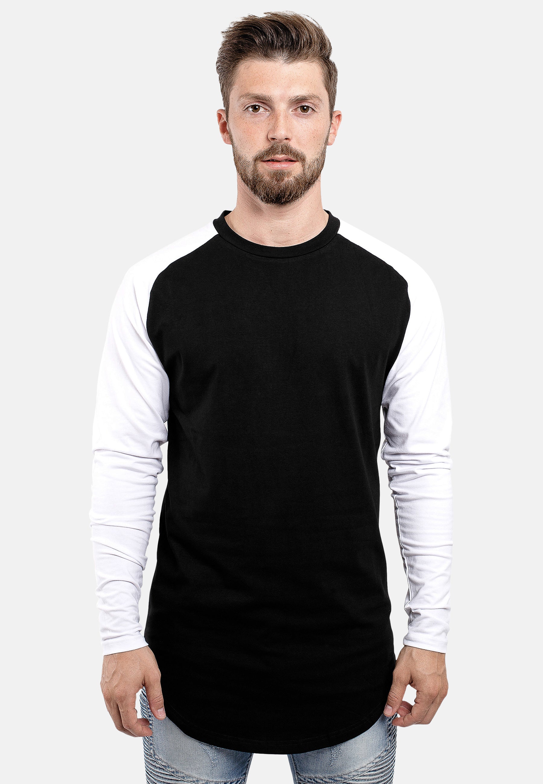 Blackskies-Longline-Long-Sleeved-Baseball-T-Shirt-Black-White