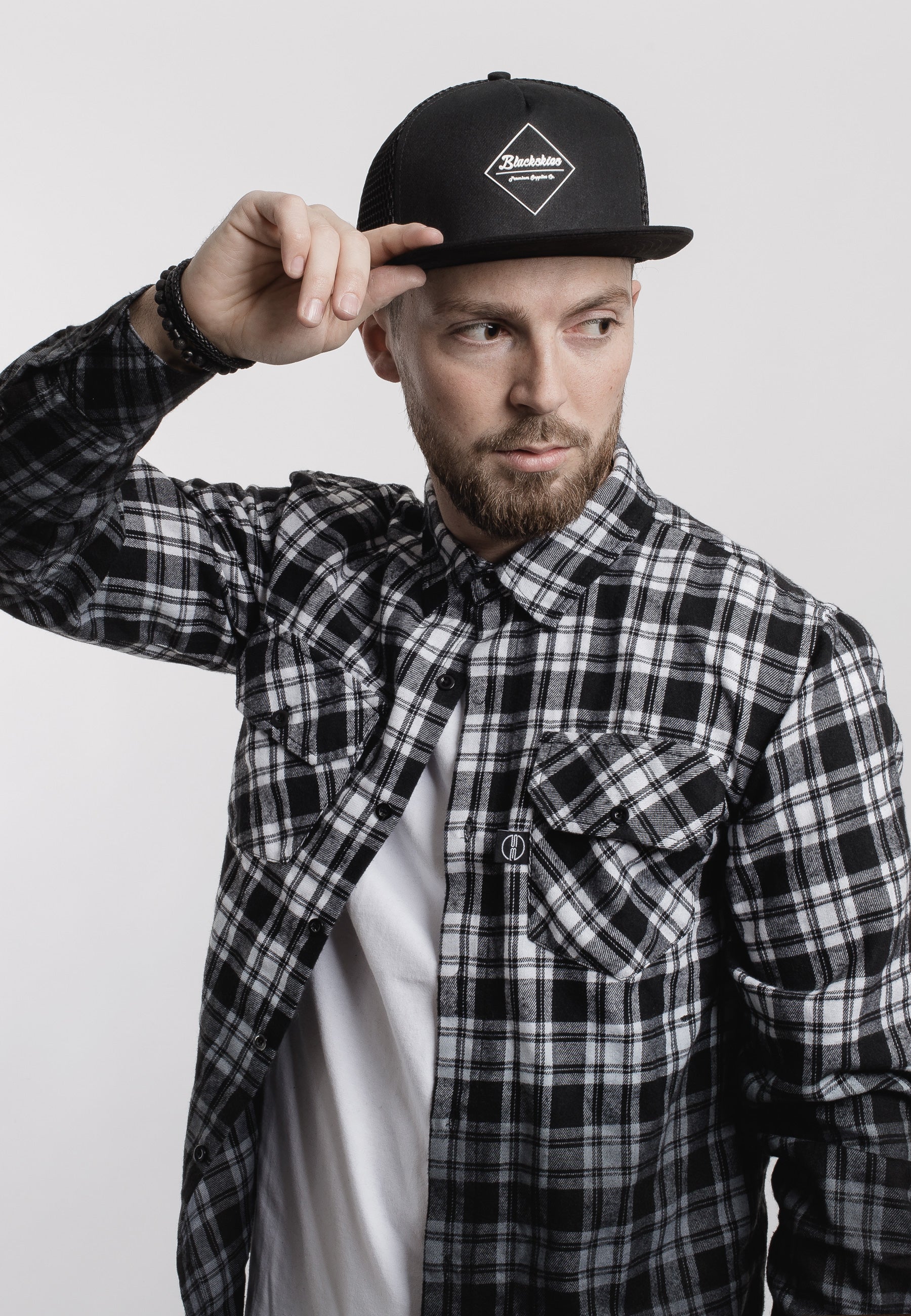 Blackskies-Nemesis-Snapback-Cap-Mesh-Black-Baseball-Hat-Male-White-Checked