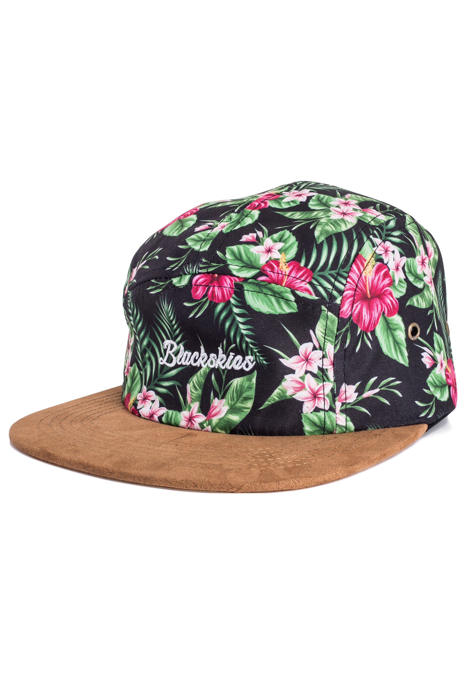 Blackskies-Oahu-5-Panel-Cap-Floral-Suede