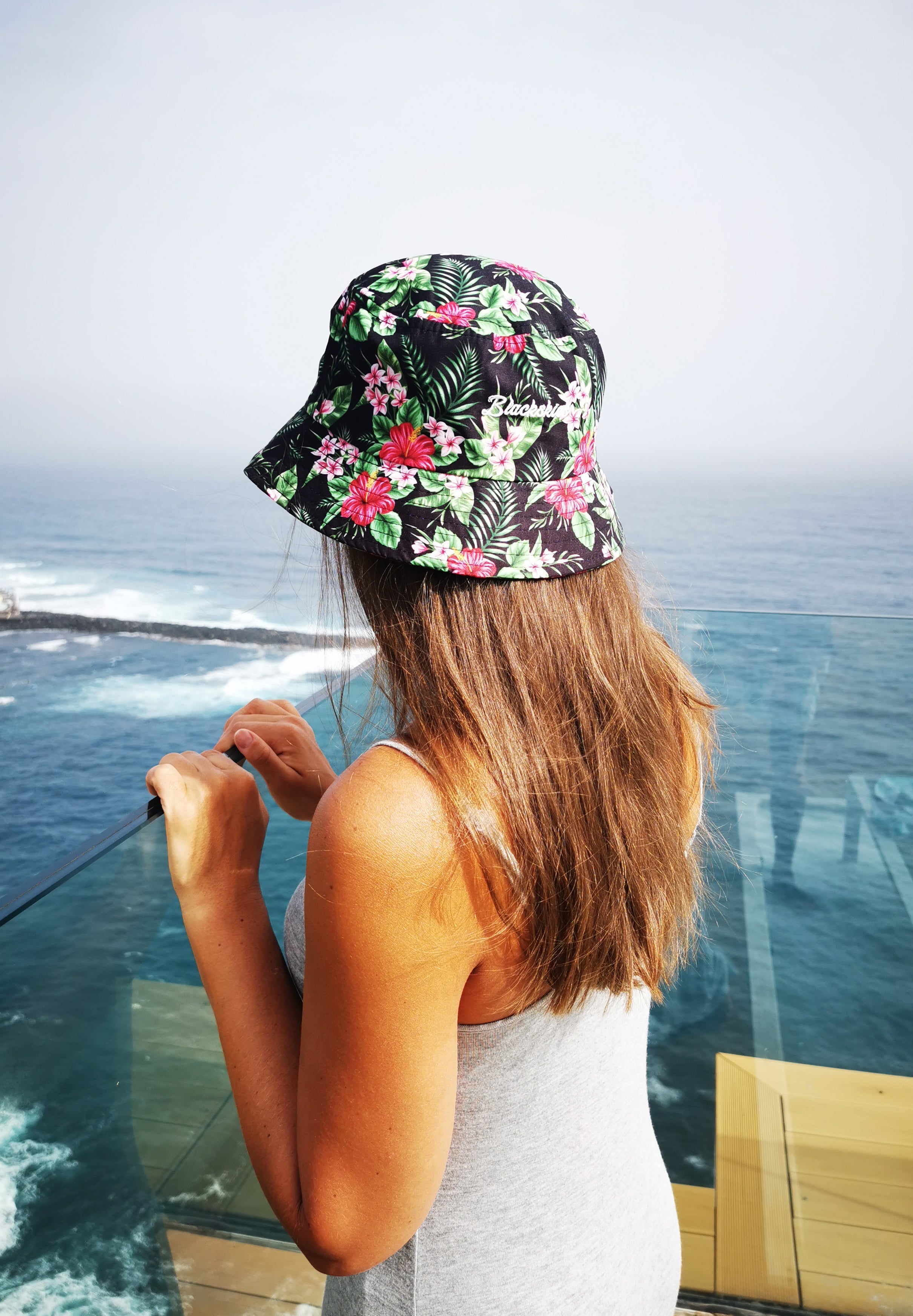 Blackskies-Oahu-Bucket-Hat-Floral-Tropical-Green-Girl-Beautiful-Women-Beach