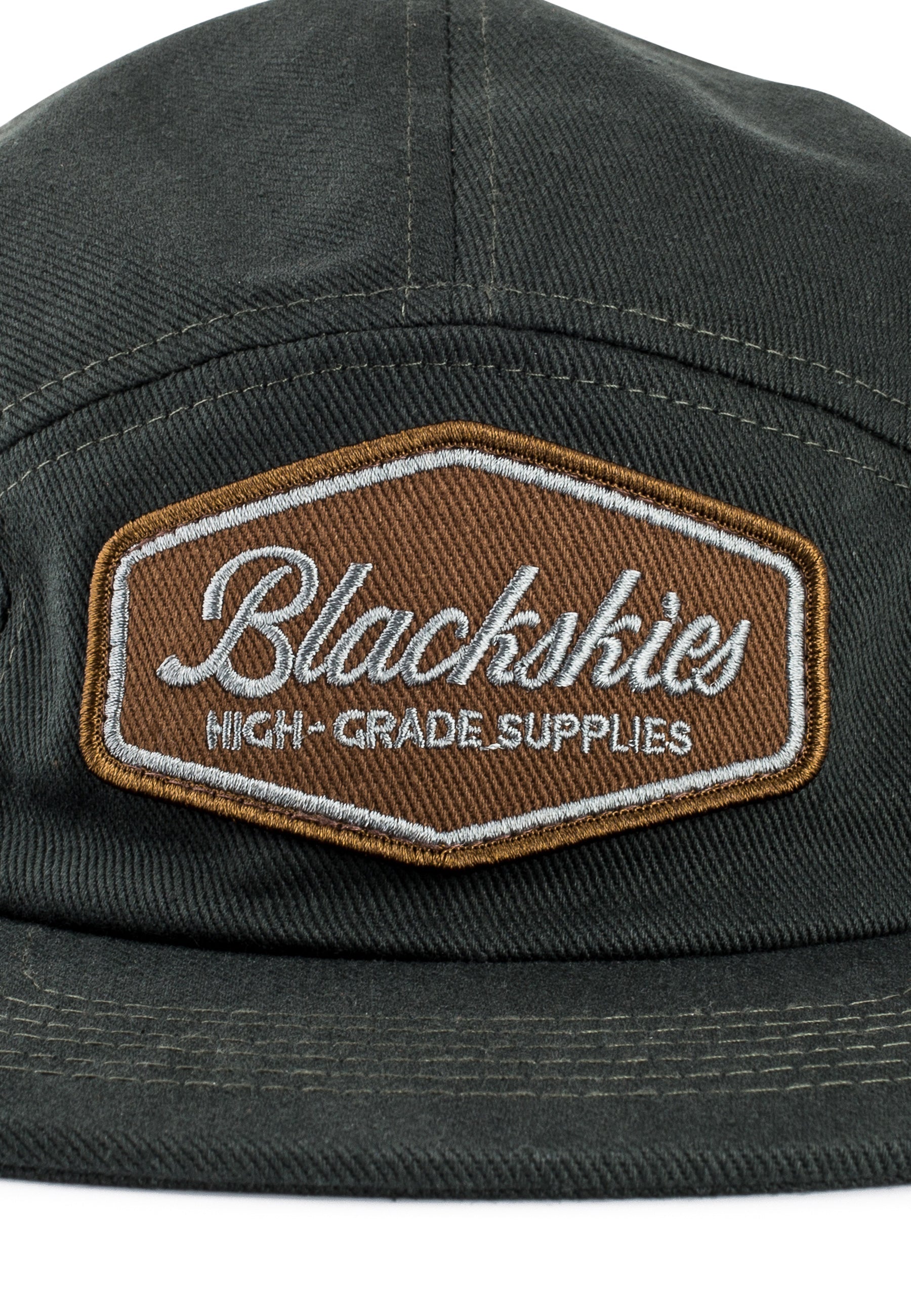 Blackskies-Oasis-5-Panel-Hat-Forest-Green-Front-Detail
