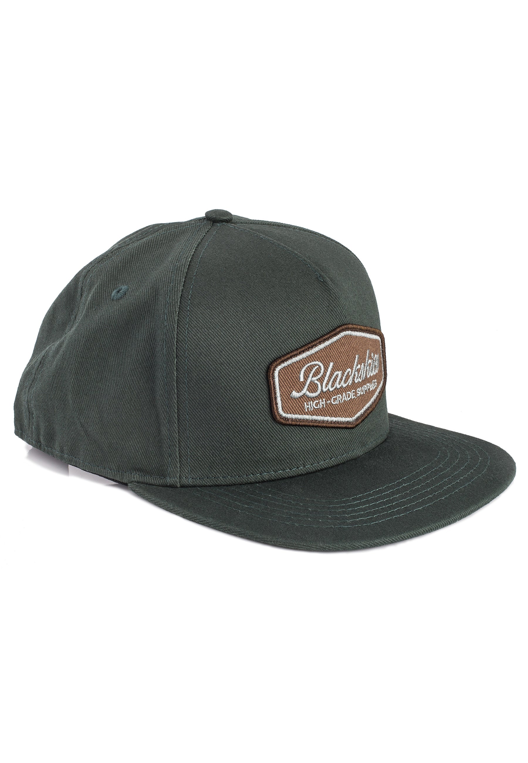 Blackskies-Oasis-Snapback-Cap-Forest-Green-Brown-Side-Basecap-Hat-Specs