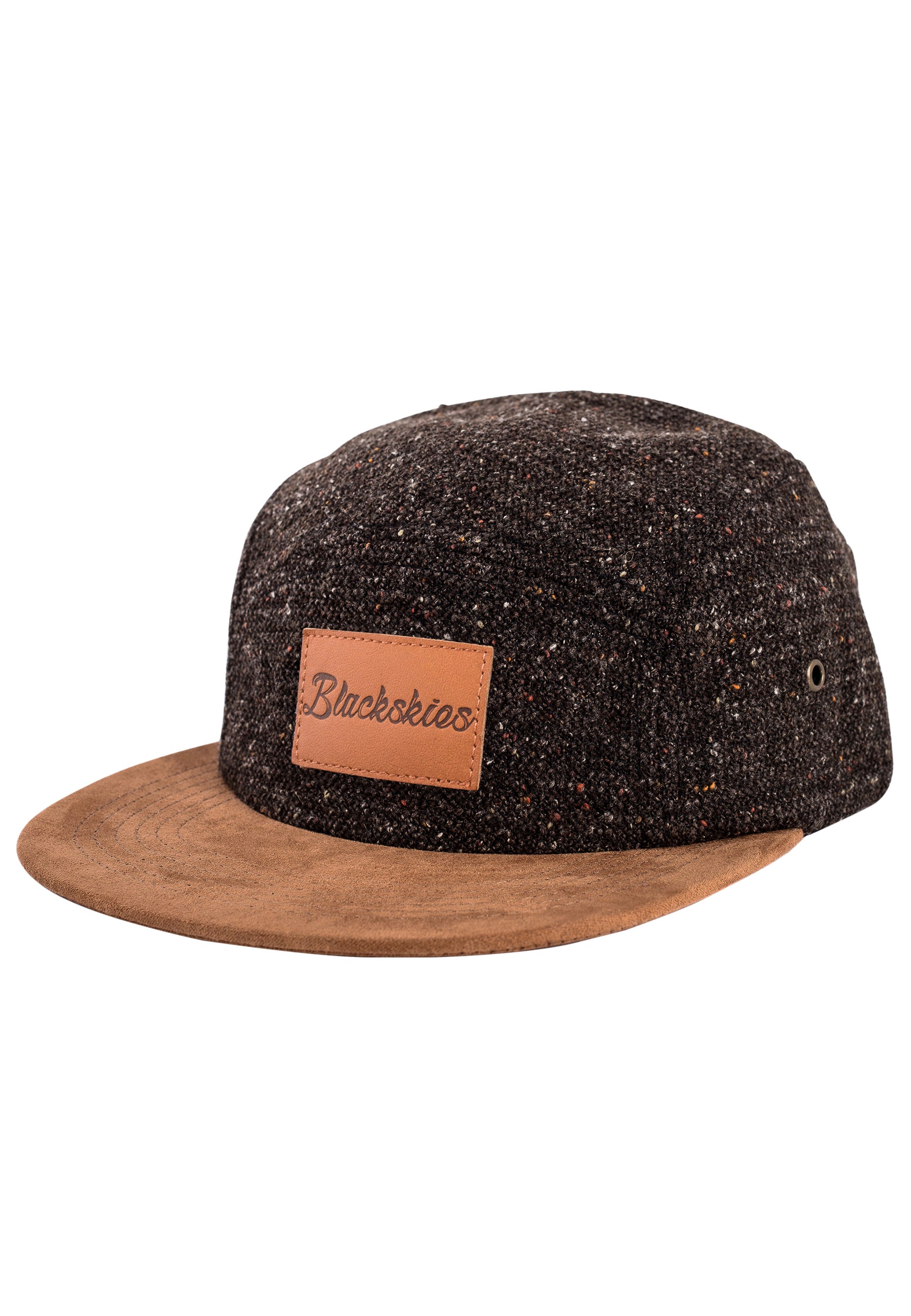 Blackskies-Obsidian-5-Panel-Cap-Black-Brown-Wool-Side-Brim