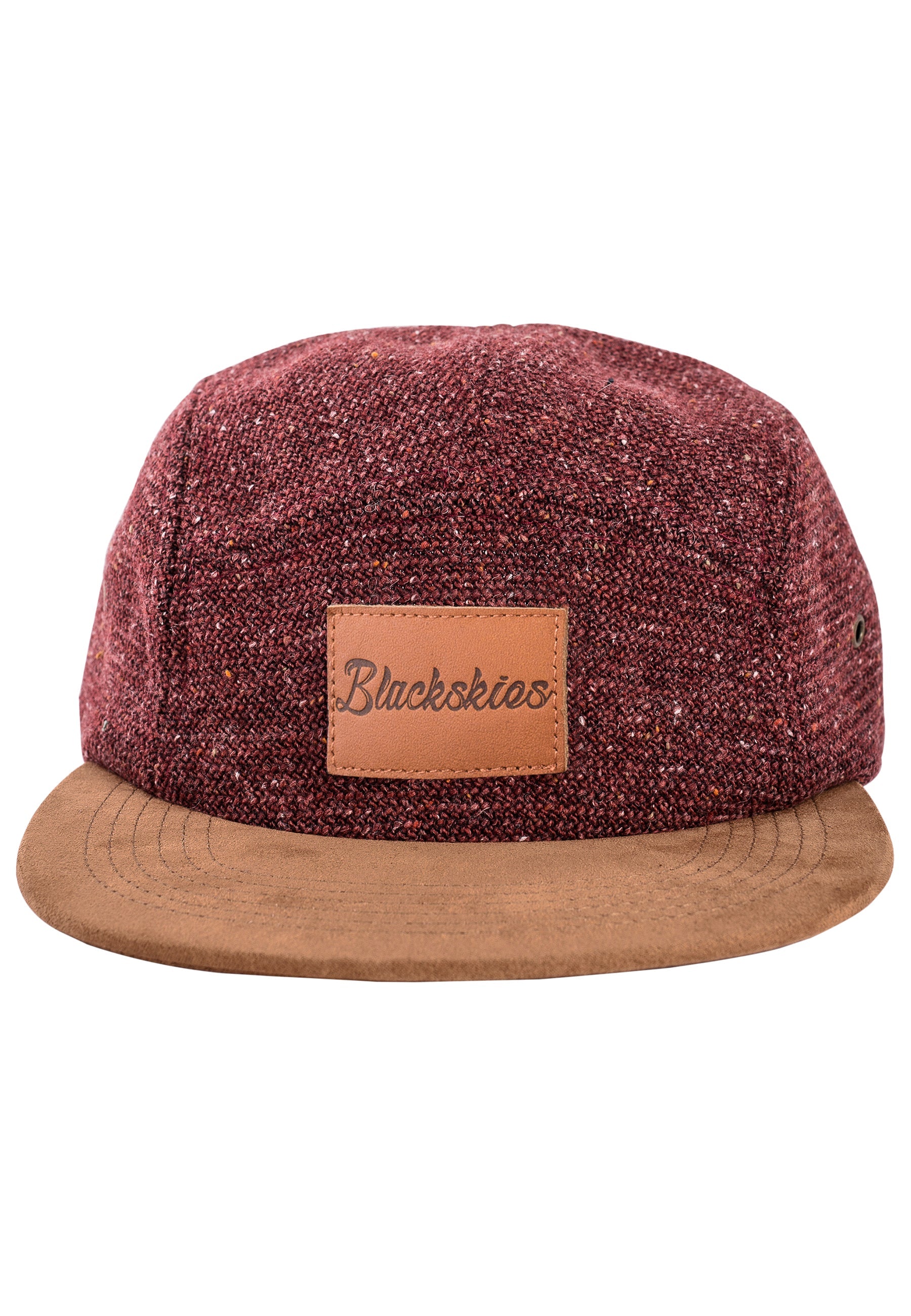 Blackskies-Obsidian-5-Panel-Cap-Maroon-Brown-Wool-Front