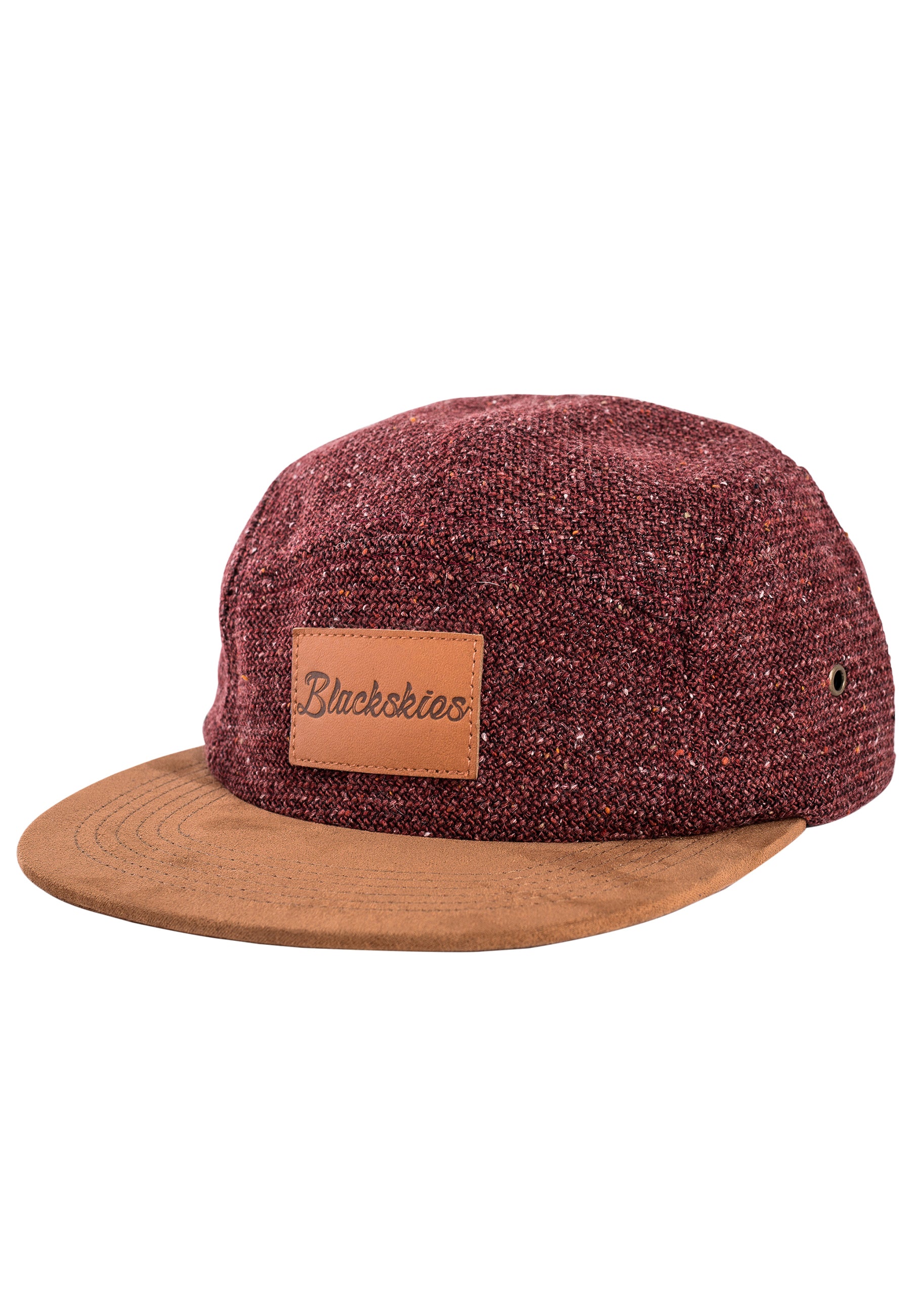 Blackskies-Obsidian-5-Panel-Cap-Maroon-Brown-Wool-Full