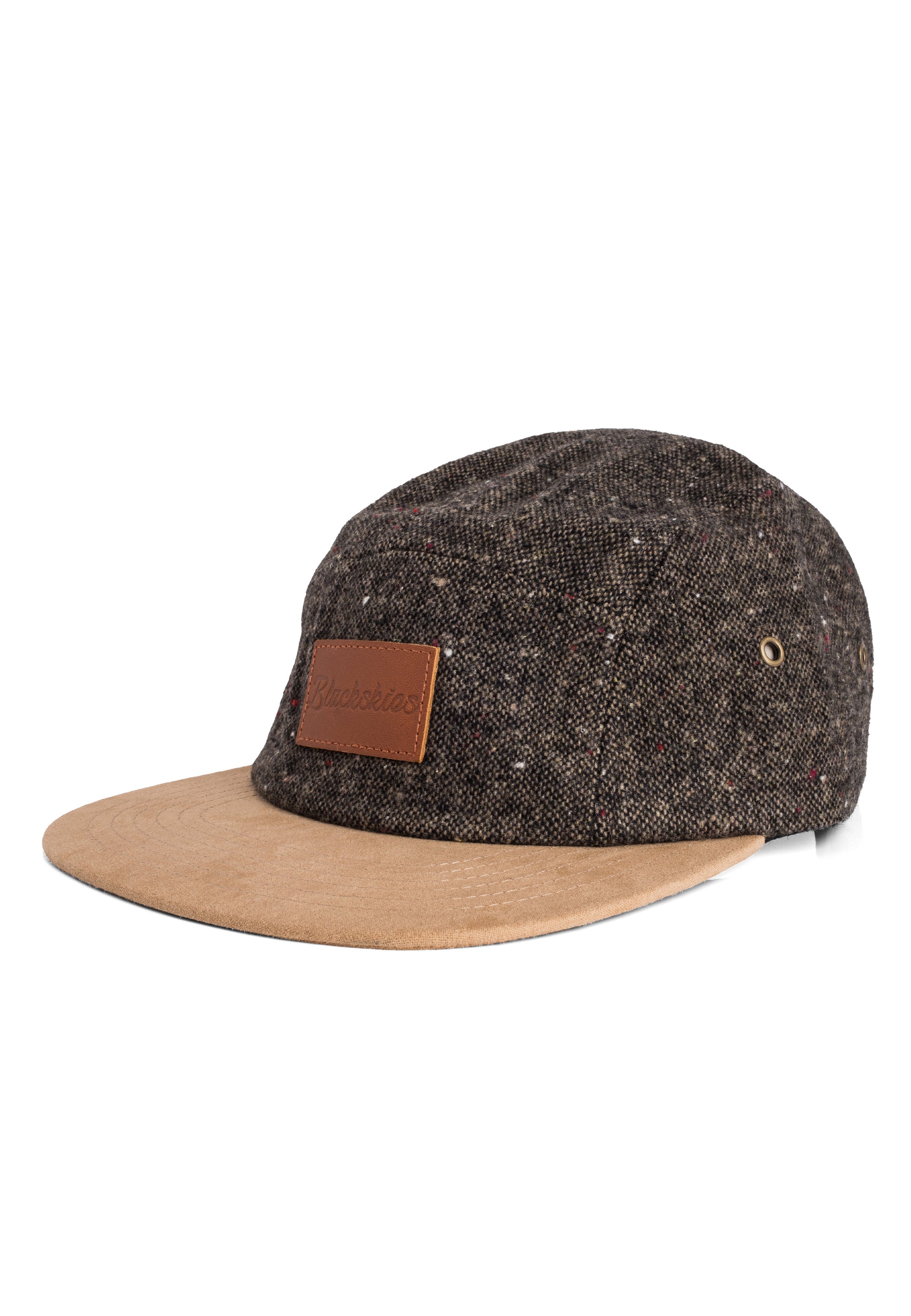 Blackskies-Obsidian-5-Panel-Cap-Mottled-Brown-Front