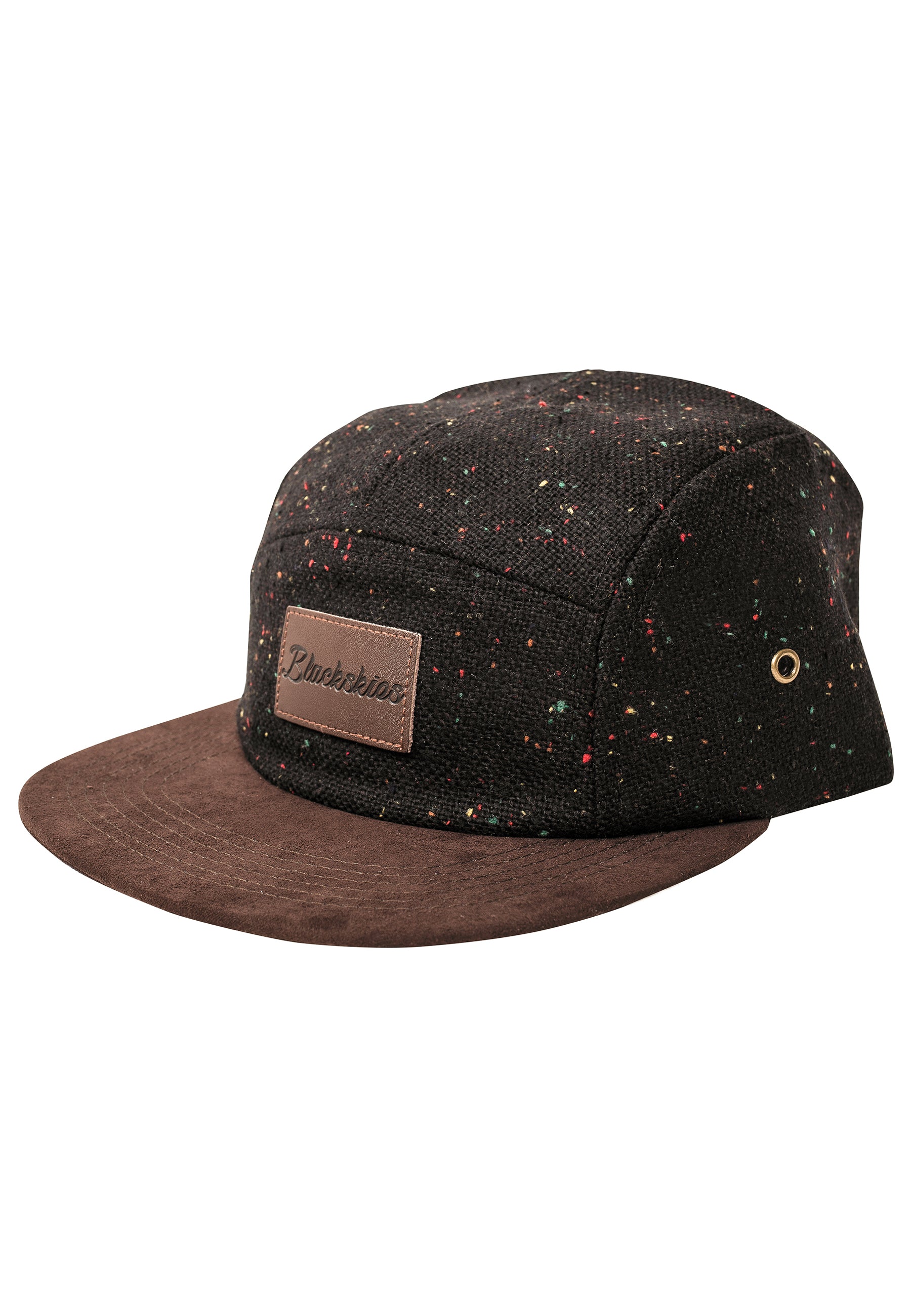 Blackskies-Obsidian-5-Panel-Hat-Blac-Speckle-Brown-Side
