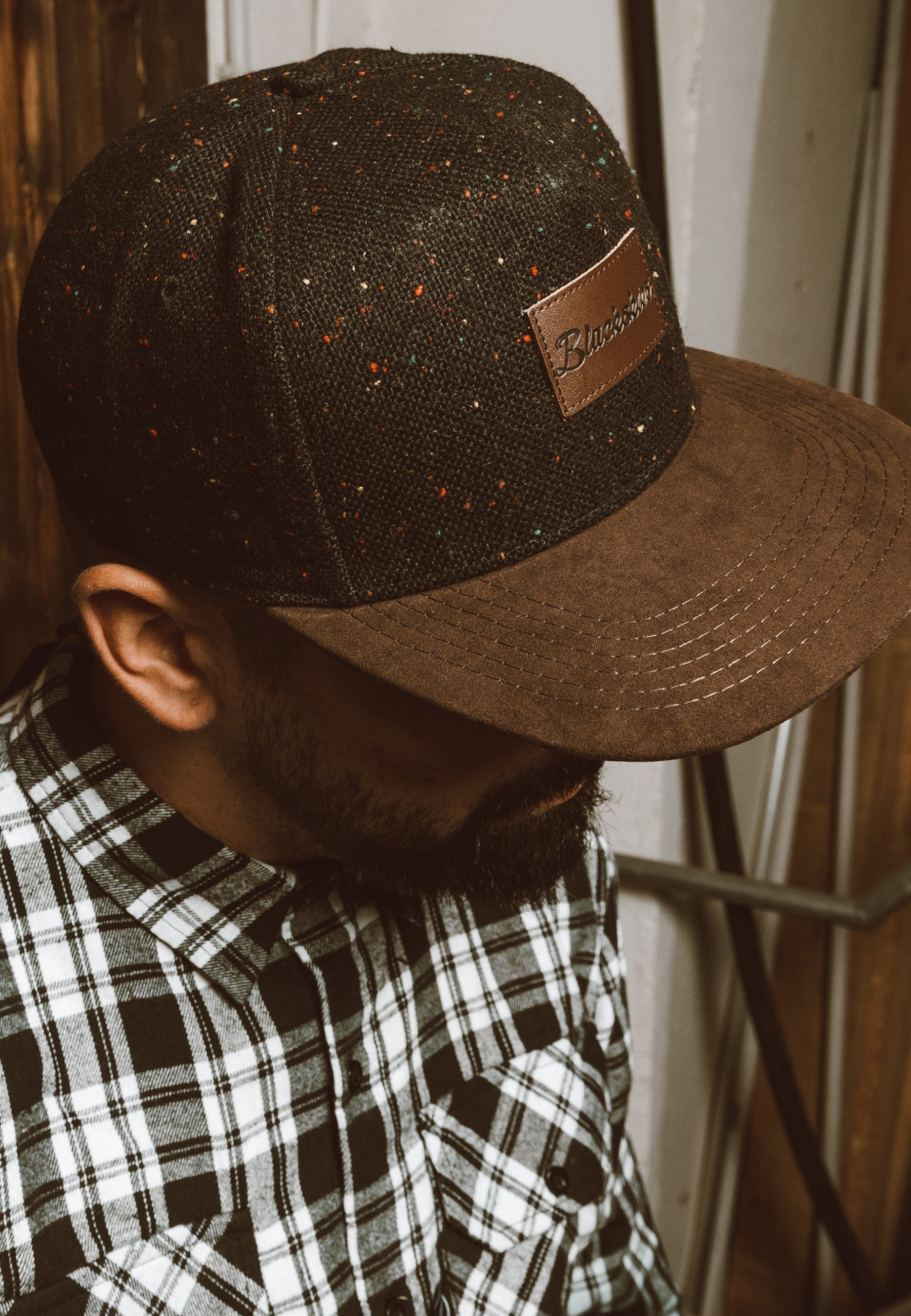 Blackskies-Obsidian-Snapback-Cap-Black-Speckle-Brown-Baseball-Hat-Model-1800x2600