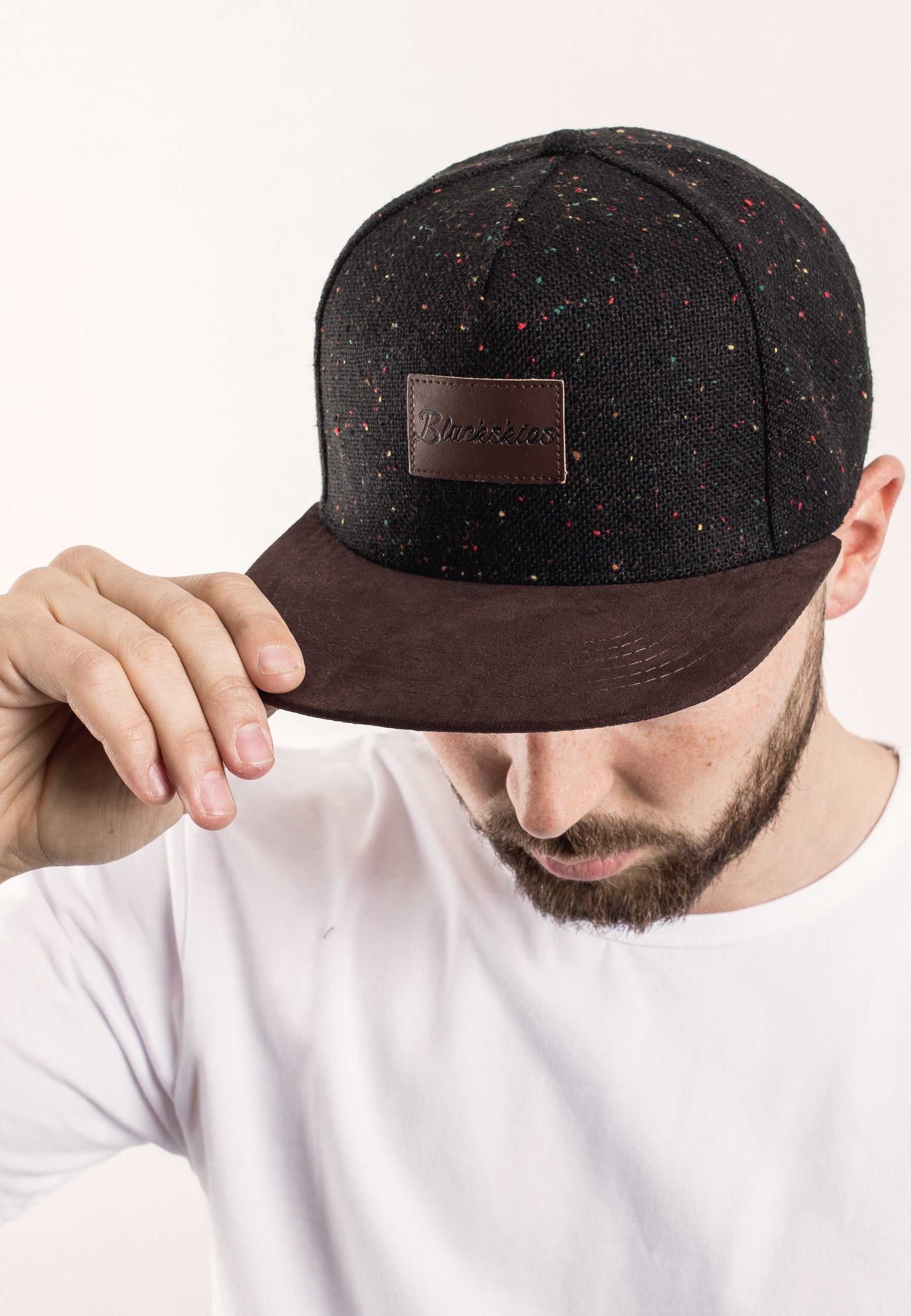 Blackskies-Obsidian-Snapback-Cap-Black-Speckle-Brown-Baseball-Hat-Model-21800x2600