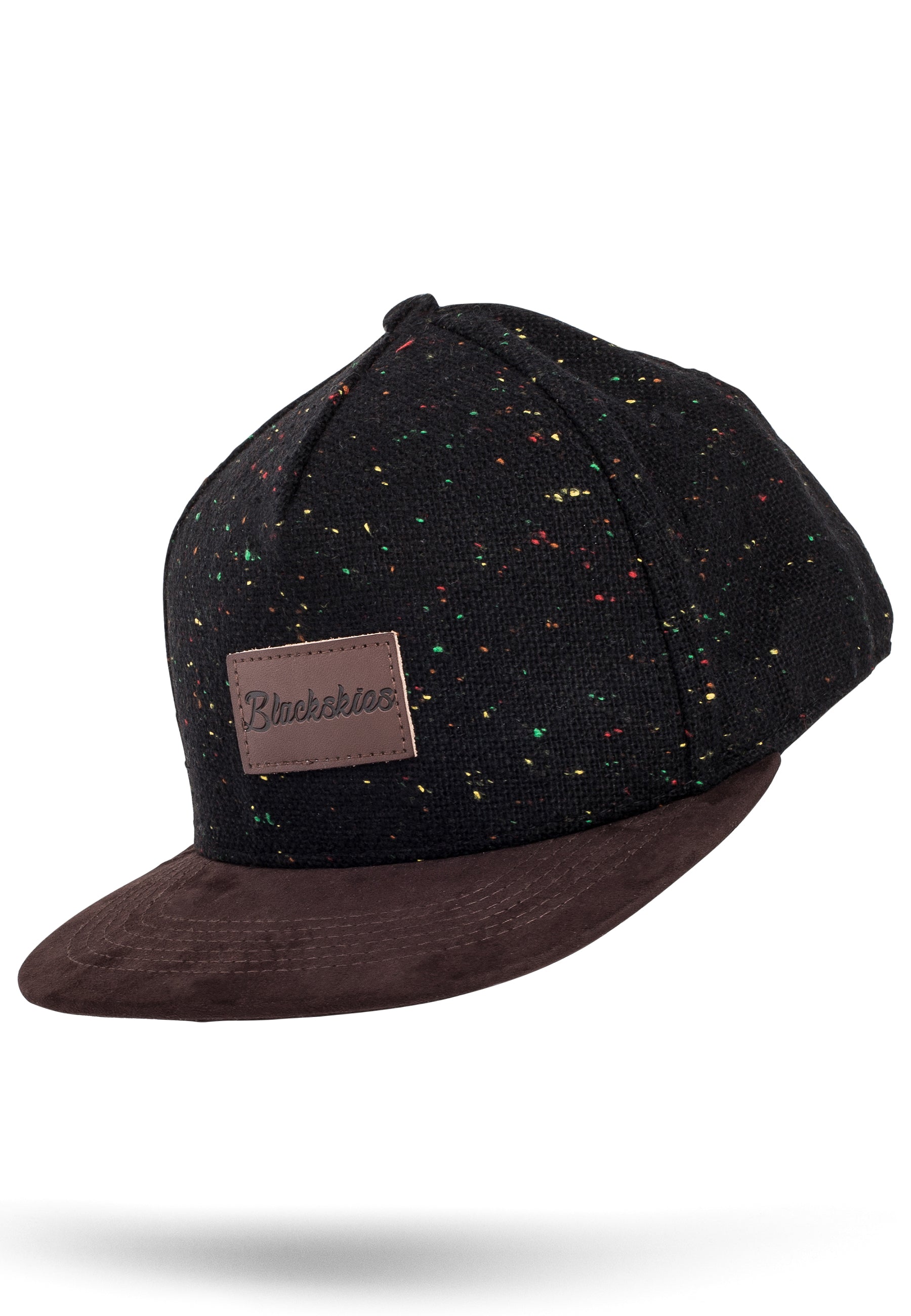 Blackskies-Obsidian-Snapback-Cap-Black-Speckle-Brown-Baseball-Hat-Speckle-Wool-Fly
