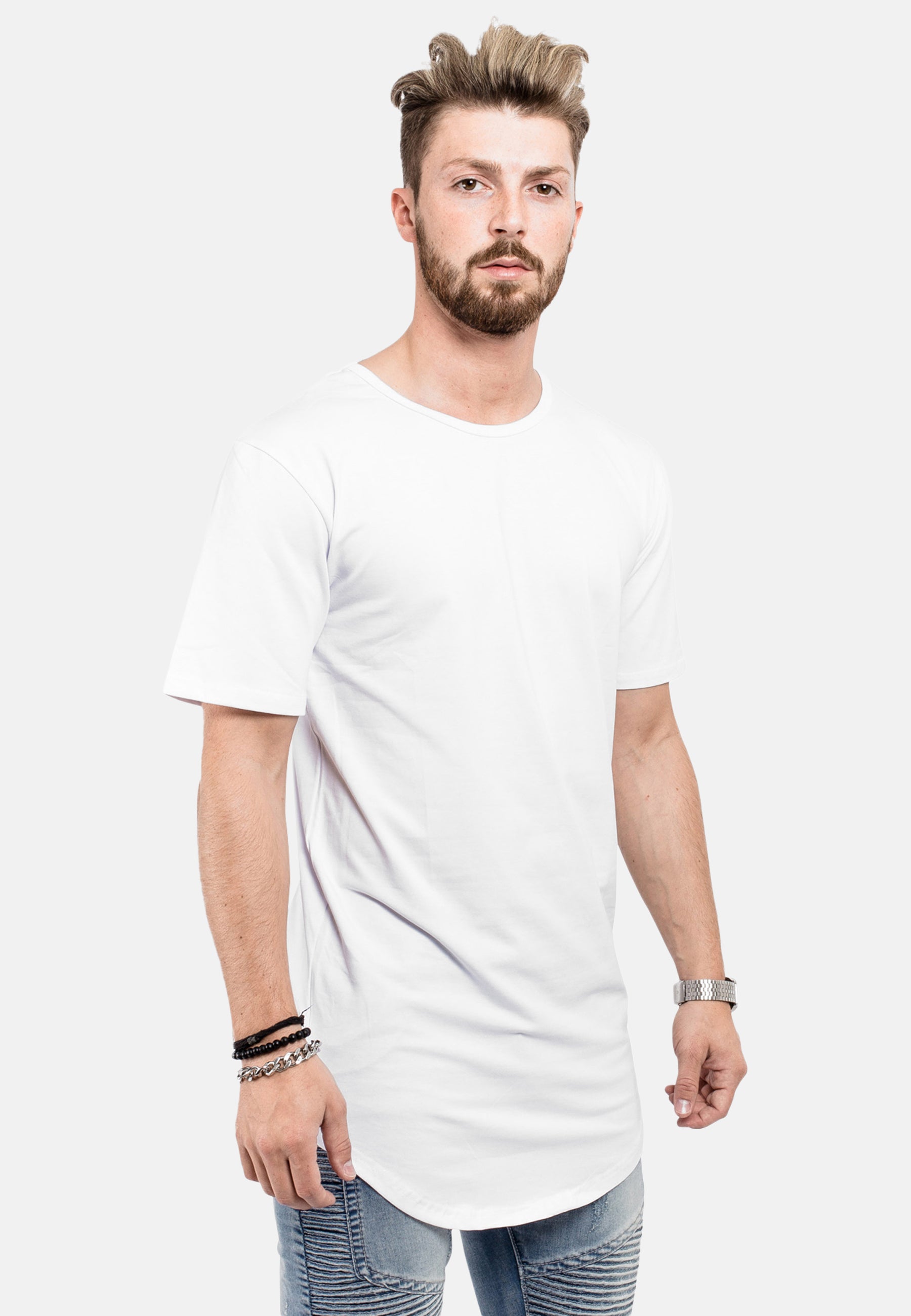 Round Longline T-Shirt White - Blackskies | Premium Headwear & Apparel