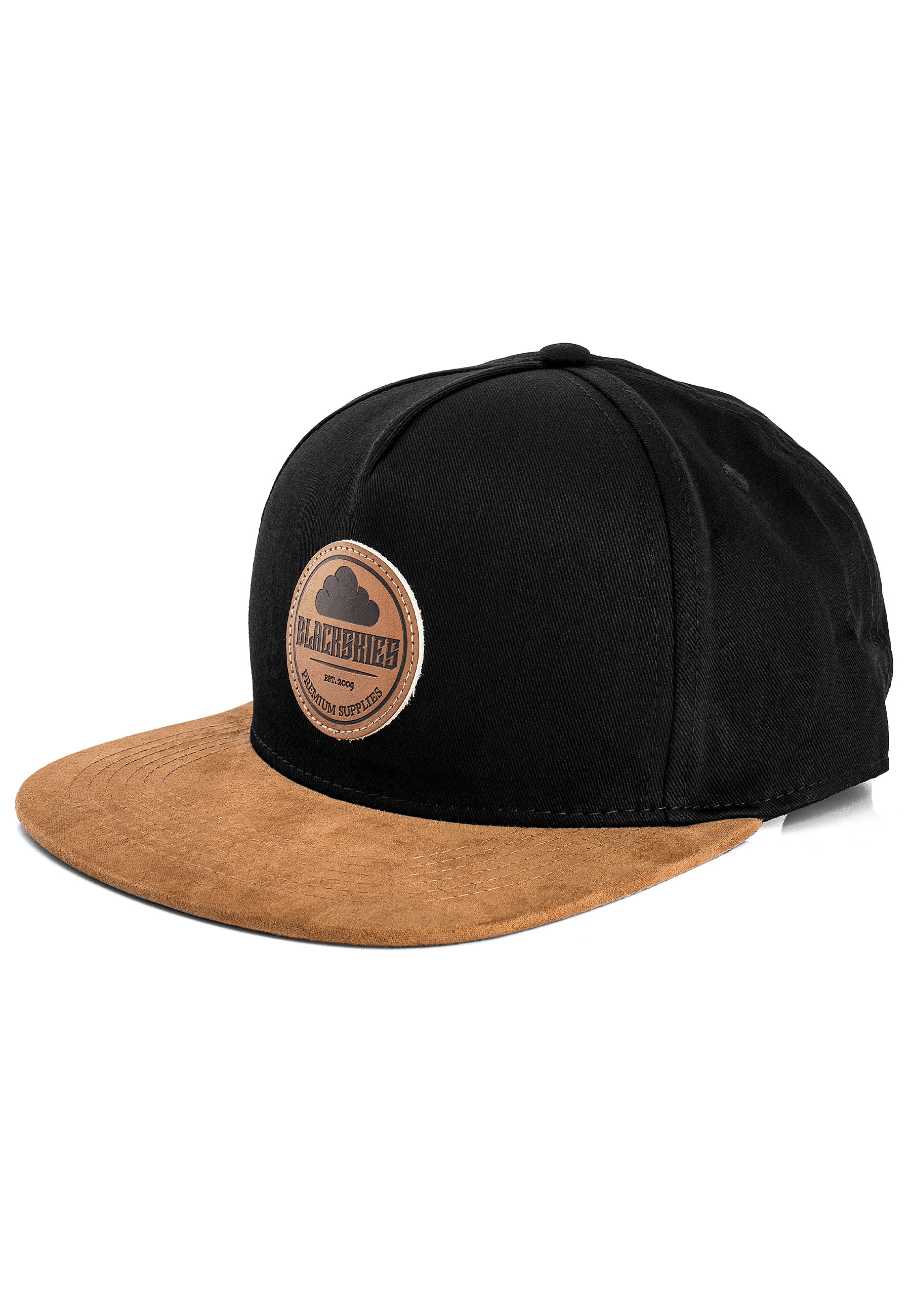 Blackskies-Pathfinder-Snapback-Cap-Black-Beige-Suede-Baseball-Cap-Basecap-White