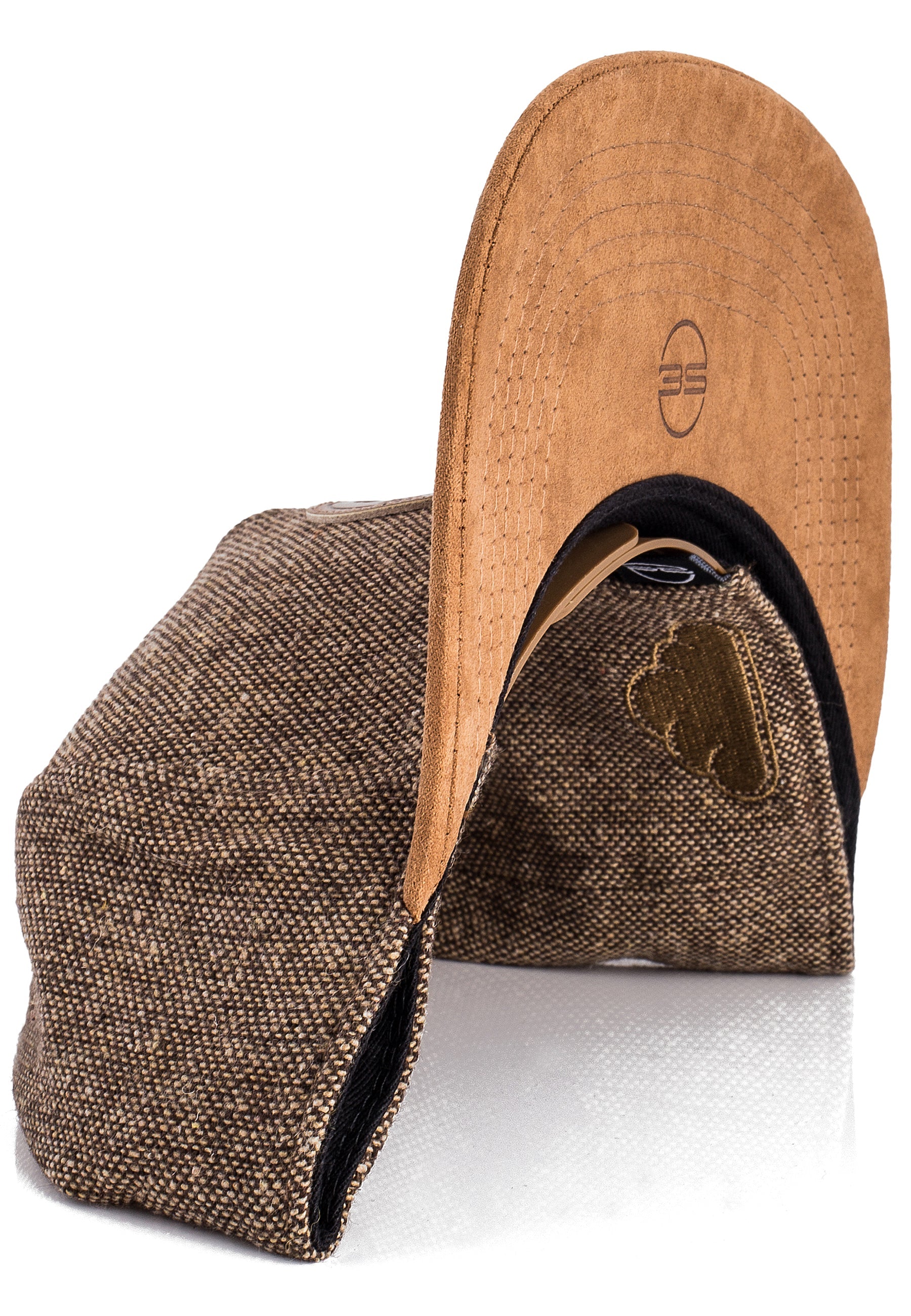 Blackskies-Pathfinder-Snapback-Cap-Brown-Melange-Beige-Suede-Baseball-Cap-Basecap-Brim