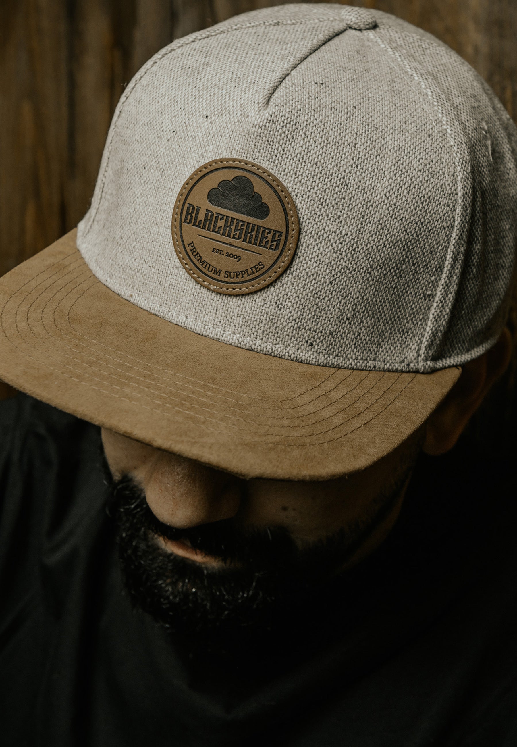 Blackskies-Pathfinder-Snapback-Cap-Grey-Melange-Beige-Suede-Baseball-Cap-Basecap-Model
