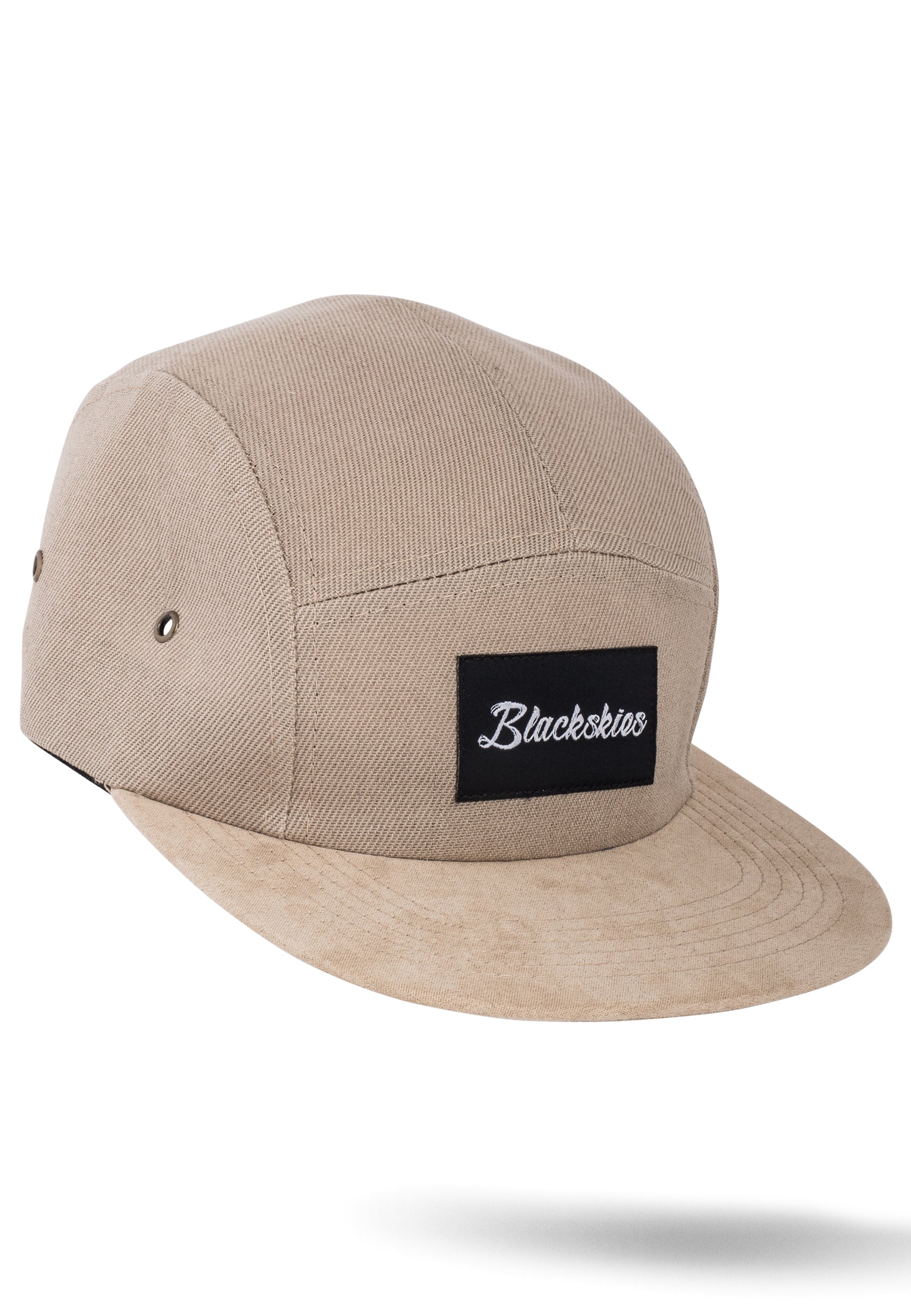 Blackskies-Port-Blair-5-Panel-Hat-Beige-Flat-Surf-Cap-Baseball-Side-Fly