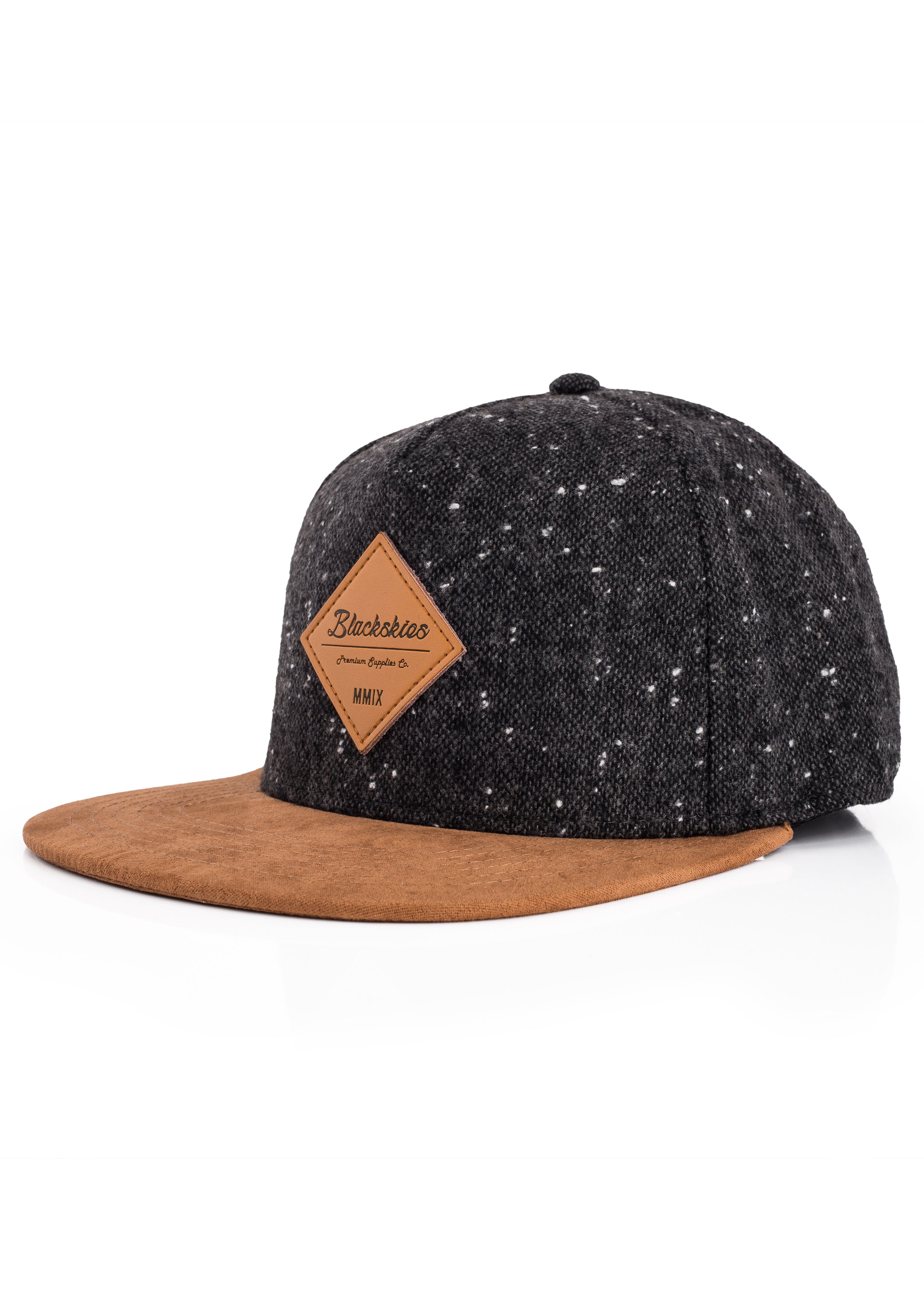 Blackskies-Port-Dover-Snapback-Cap-Black-Speckle-Beige-Suede-2