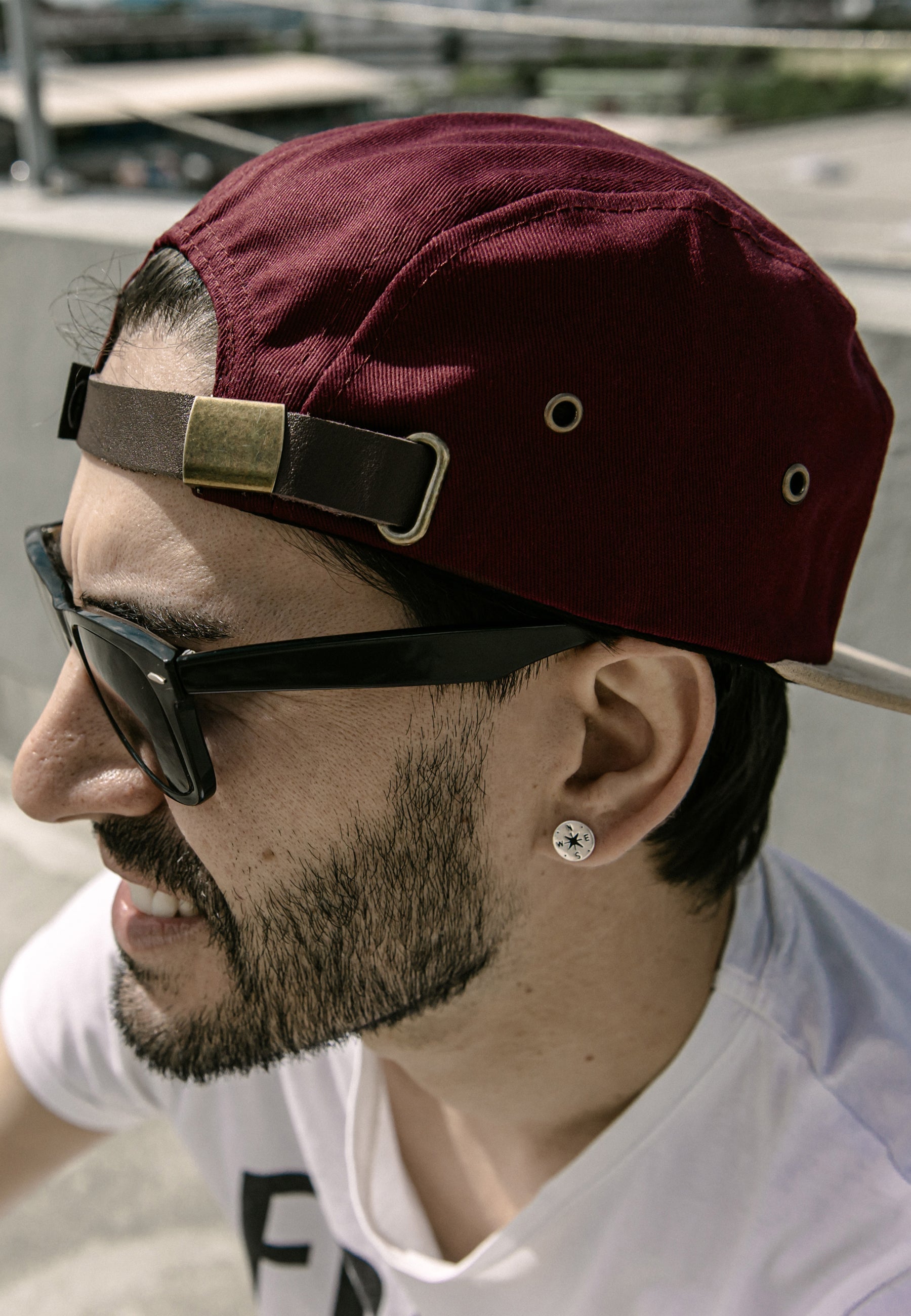 Blackskies-Port-Said-5-Panel-Cap-Five-Hat-Surfer-Skater-Maroon-Suede-Strap