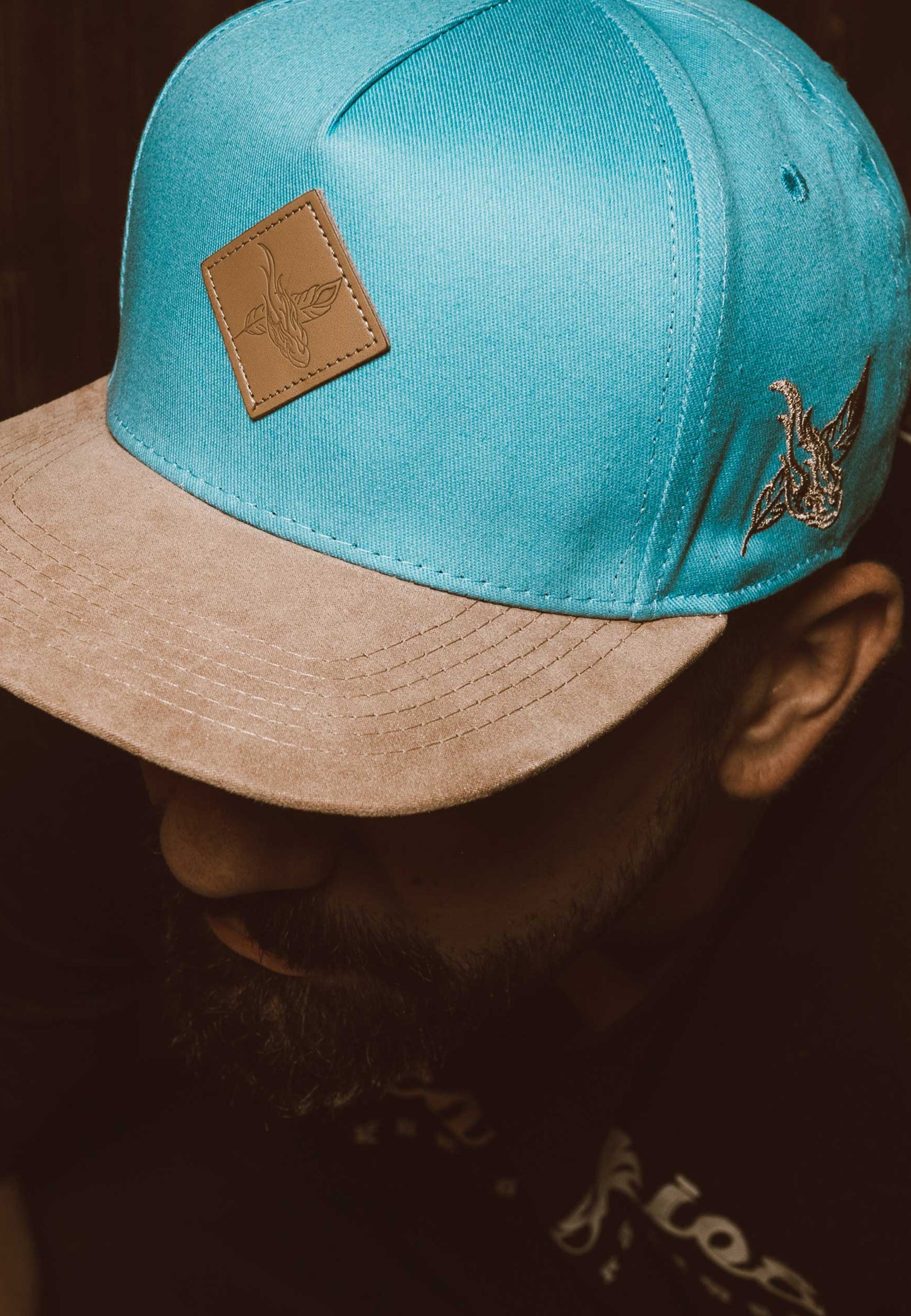 Blackskies-Port-St-Lucie-Snapback-Cap-Blue-Beige-Baseball-Hat-Model