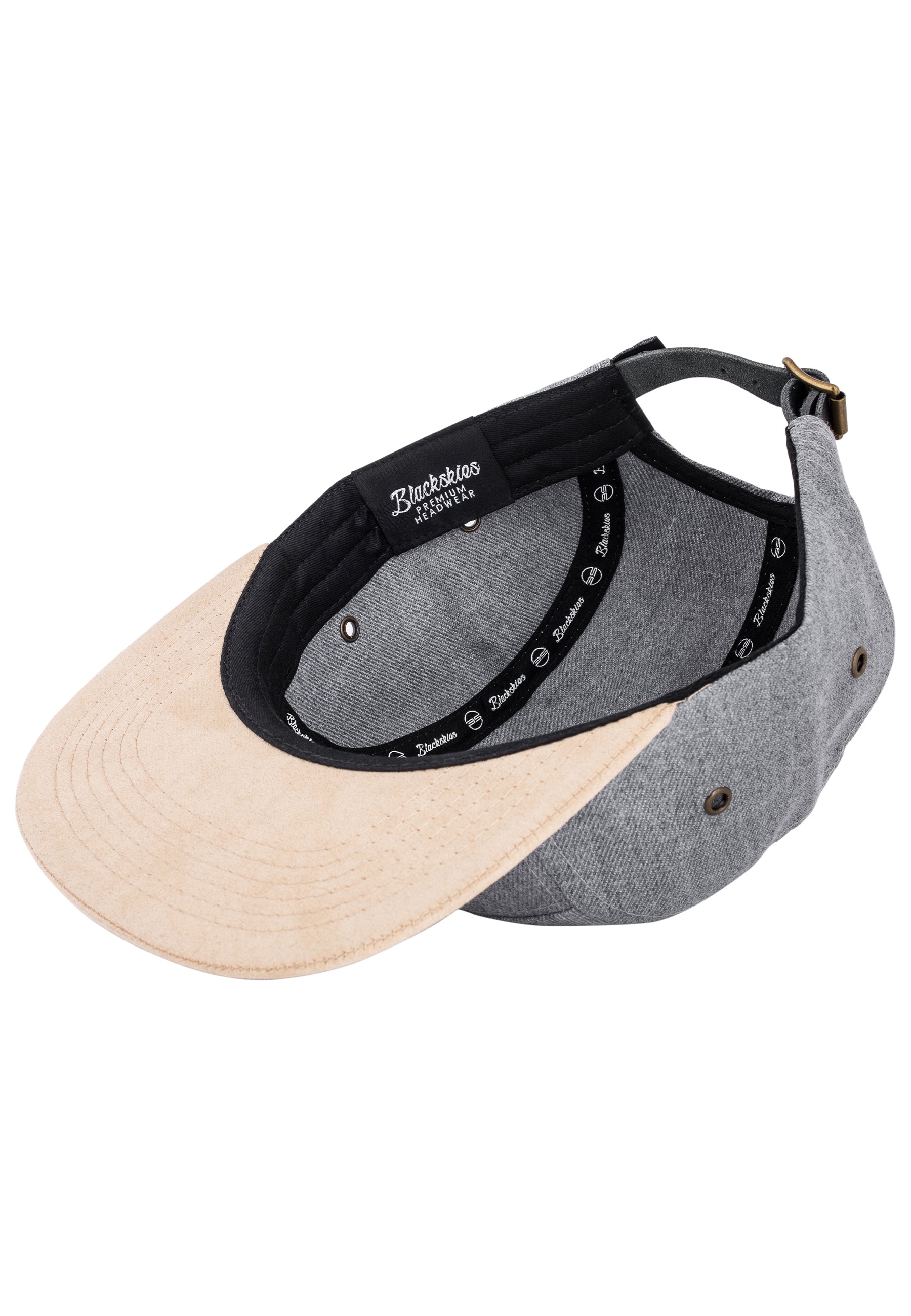 Blackskies-Port-Venice-5-Panel-Cap-Grey-Suede