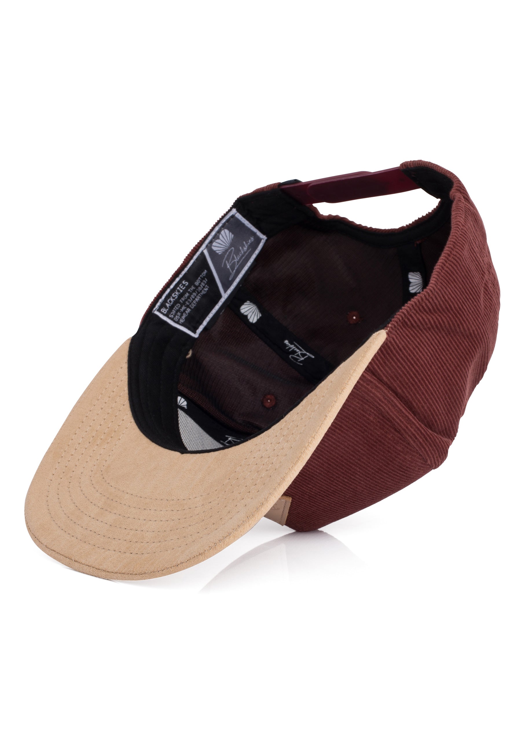 Blackskies-Port-au-Prince-Snapback-Cap-Suede-Brown-Cord-Baseball-Hat-Inside