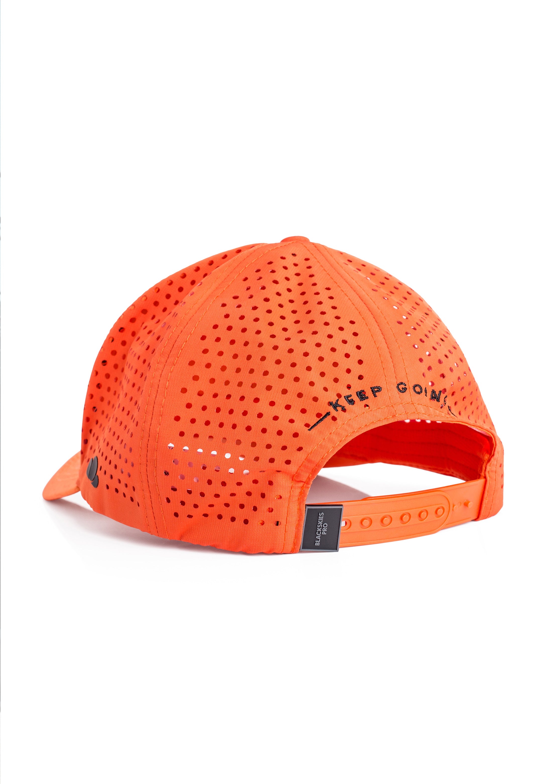 Orange cap with 'Keep Going' text on a white background