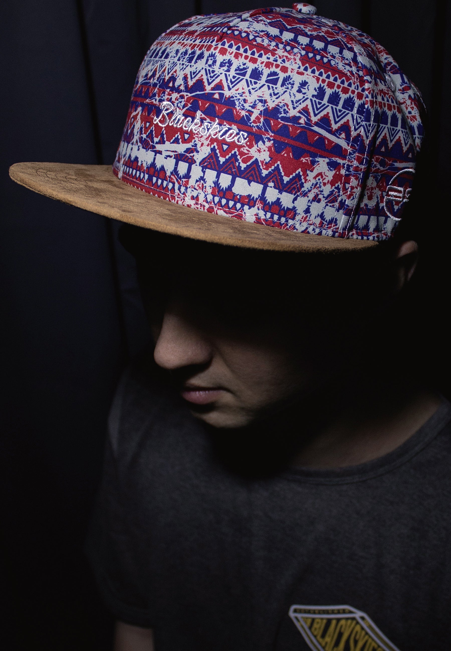 Blackskies-Quetzalcoatl-Snapback-Cap-Aztec-Suede-Model