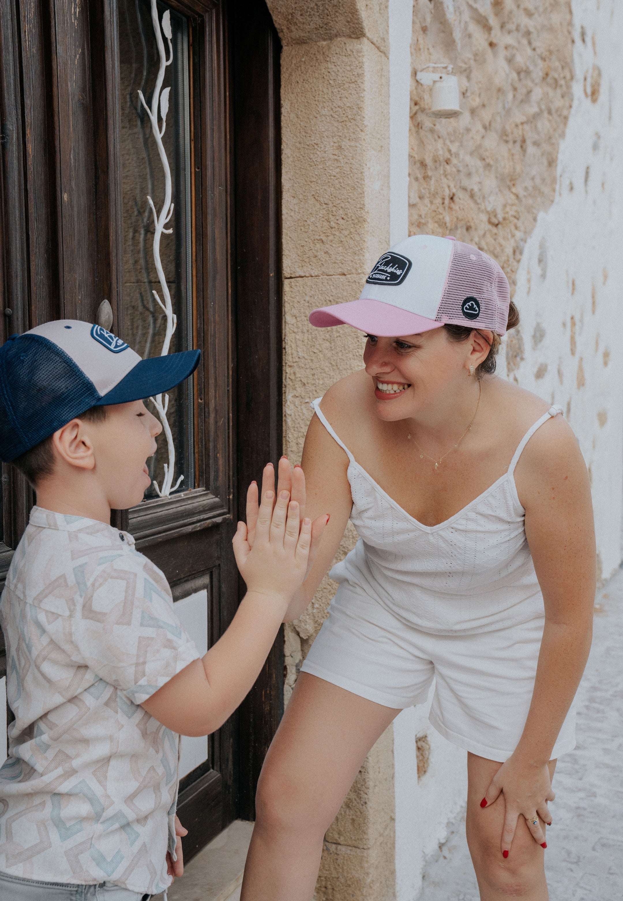 Race Baseball Cap Set of 2 Set Grey-Navyblue - Adult Cap + Kids Cap