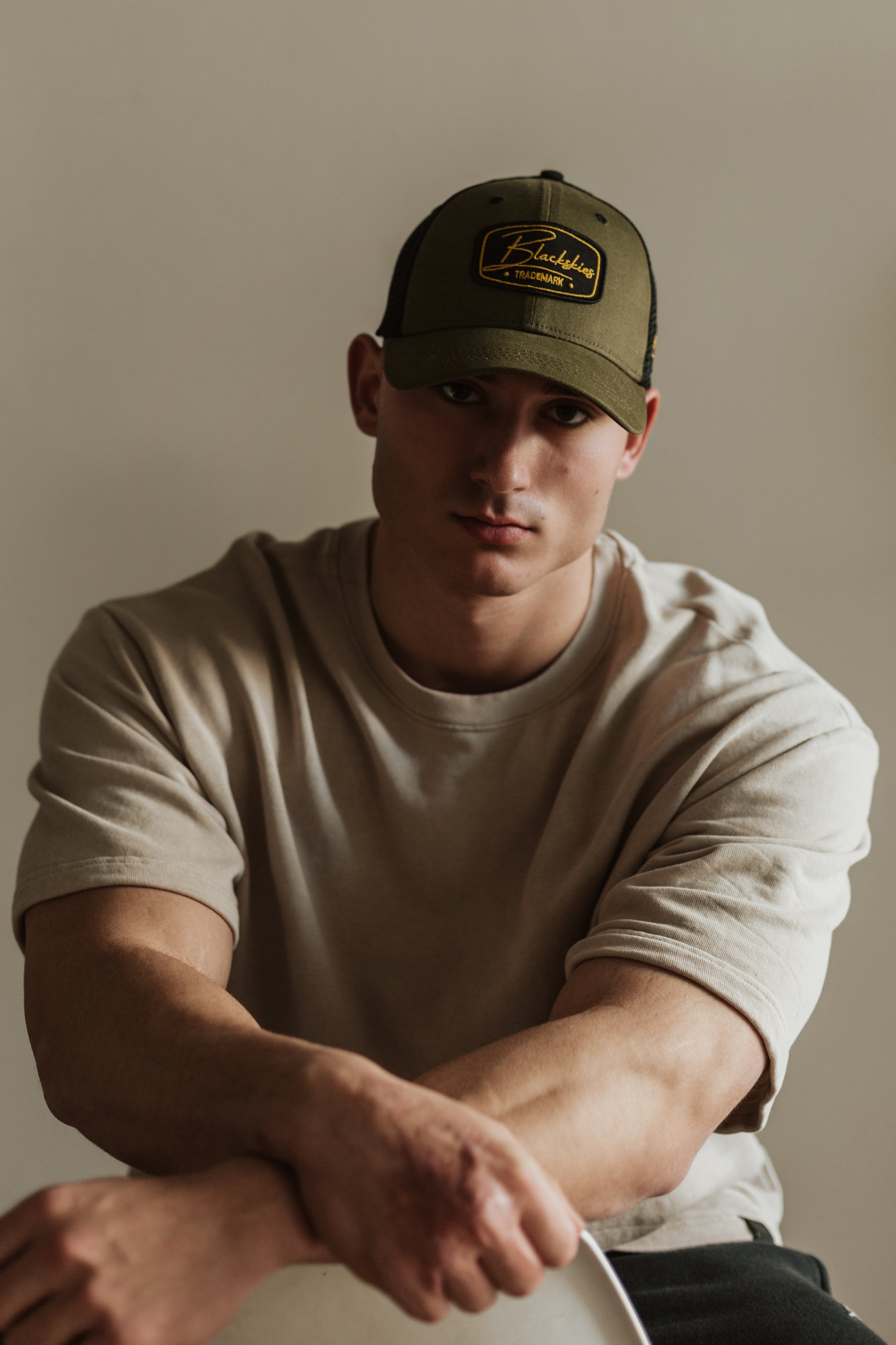 Blackskies-Race-Baseball-Cap-Olive-Black-Olive-Model