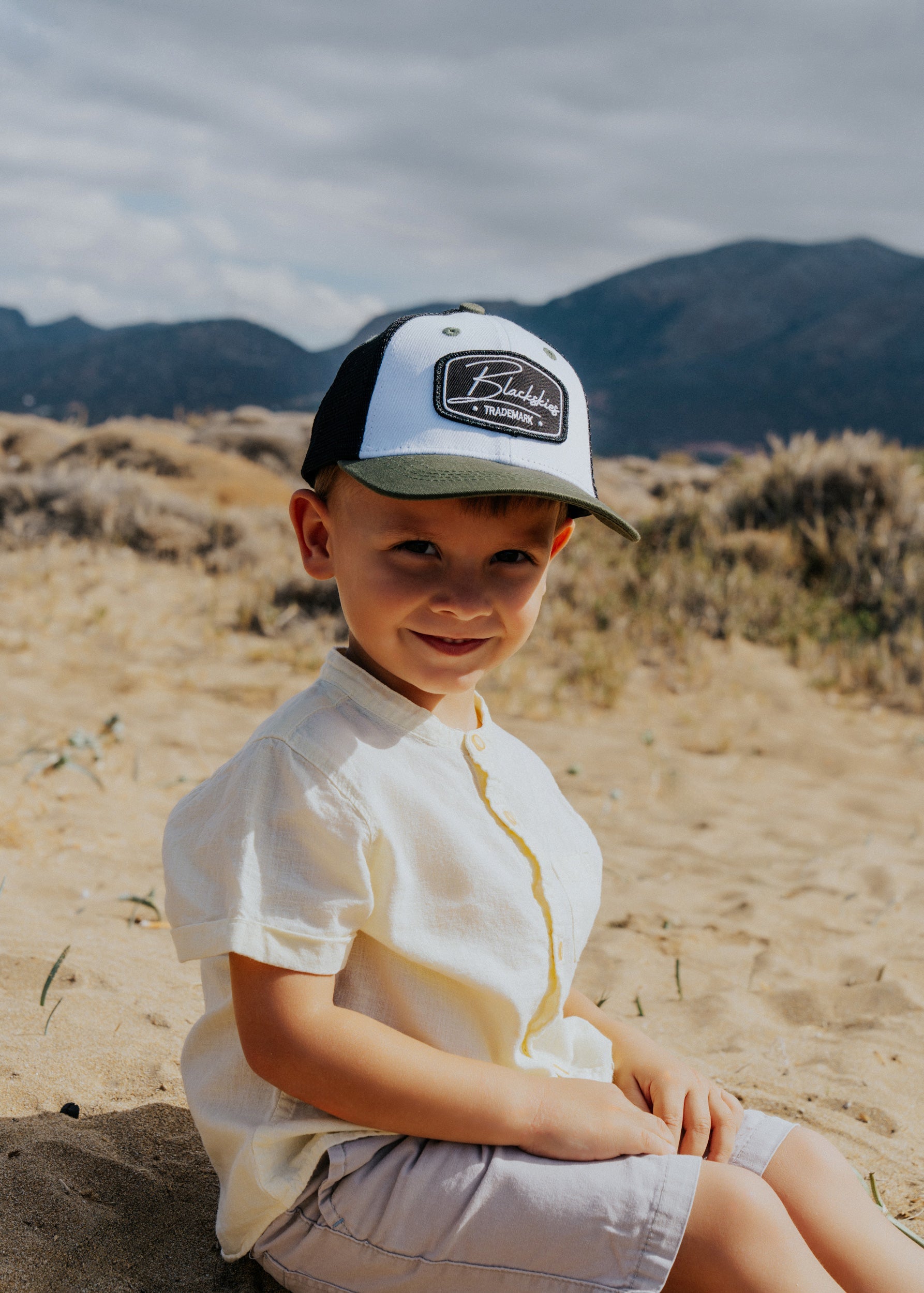 Blackskies-Race-Baseball-Kids-Cap-Olive-Black-Model-2