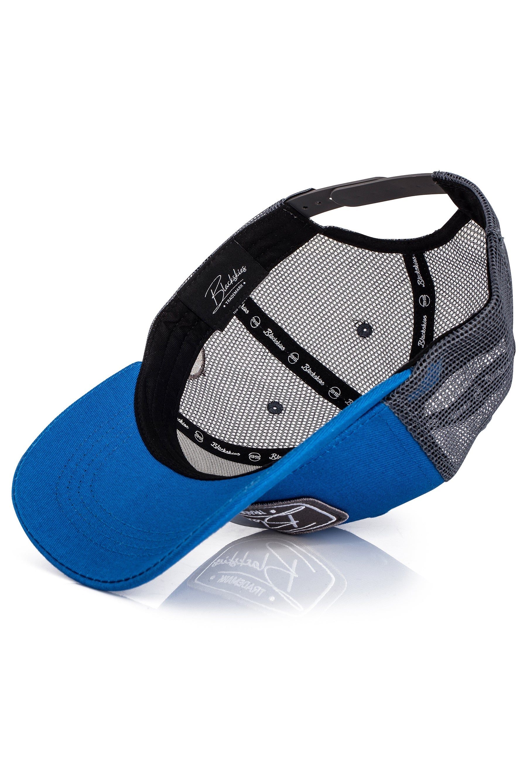 Blackskies Razor Trucker Hat Cap Baseball Blue Grey Mens Mesh Inside Visor