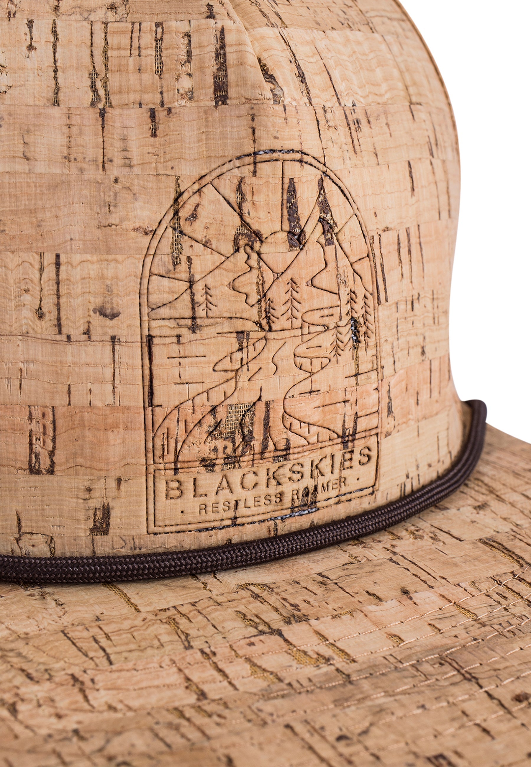 Blackskies-Restless-Roamer-Snapback-Cap-Cork-Baseball-Hat-Brown-Detail