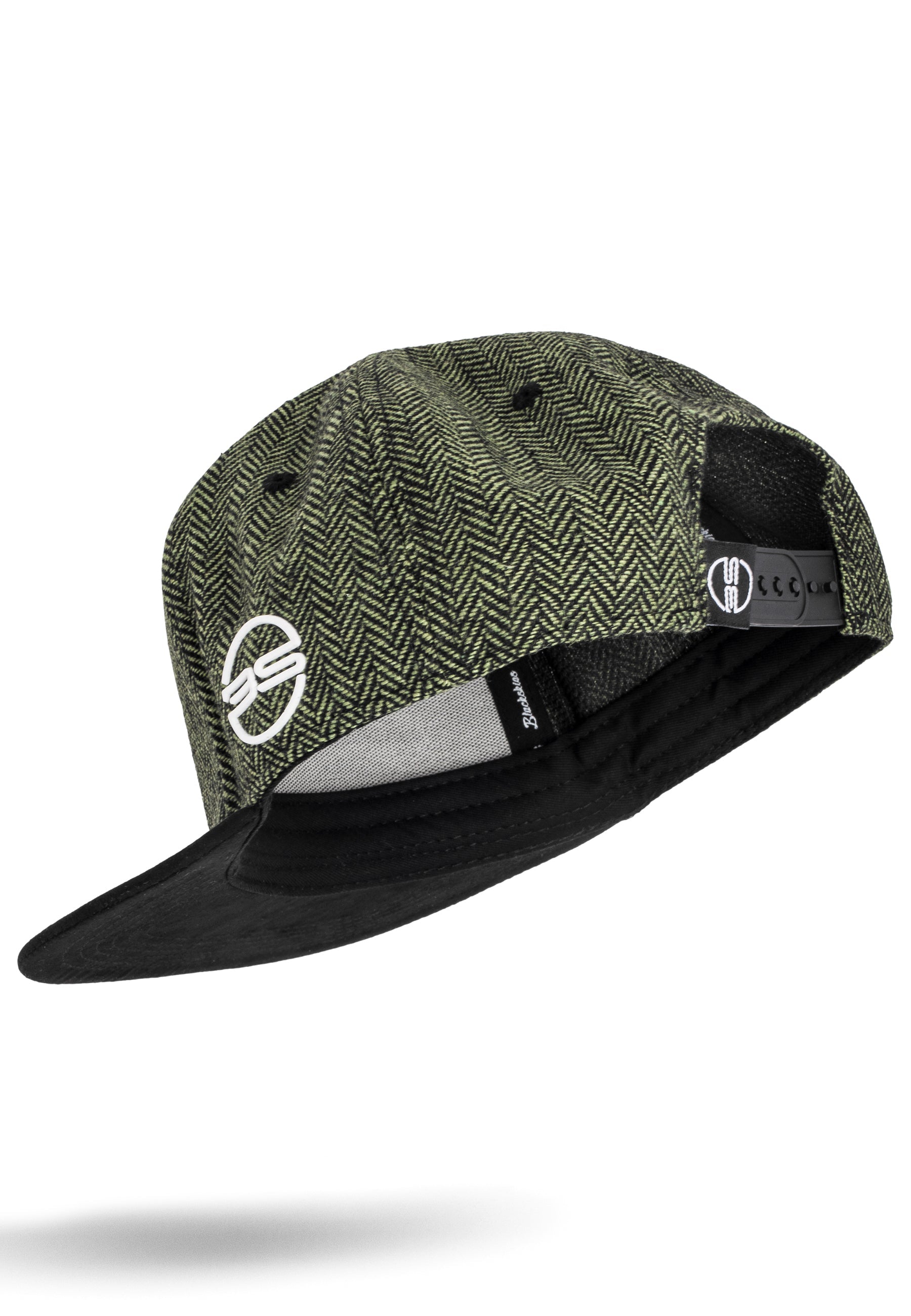 Blackskies-Rhea-Snapback-Cap-Green-Black-Wool-Suede-Brim
