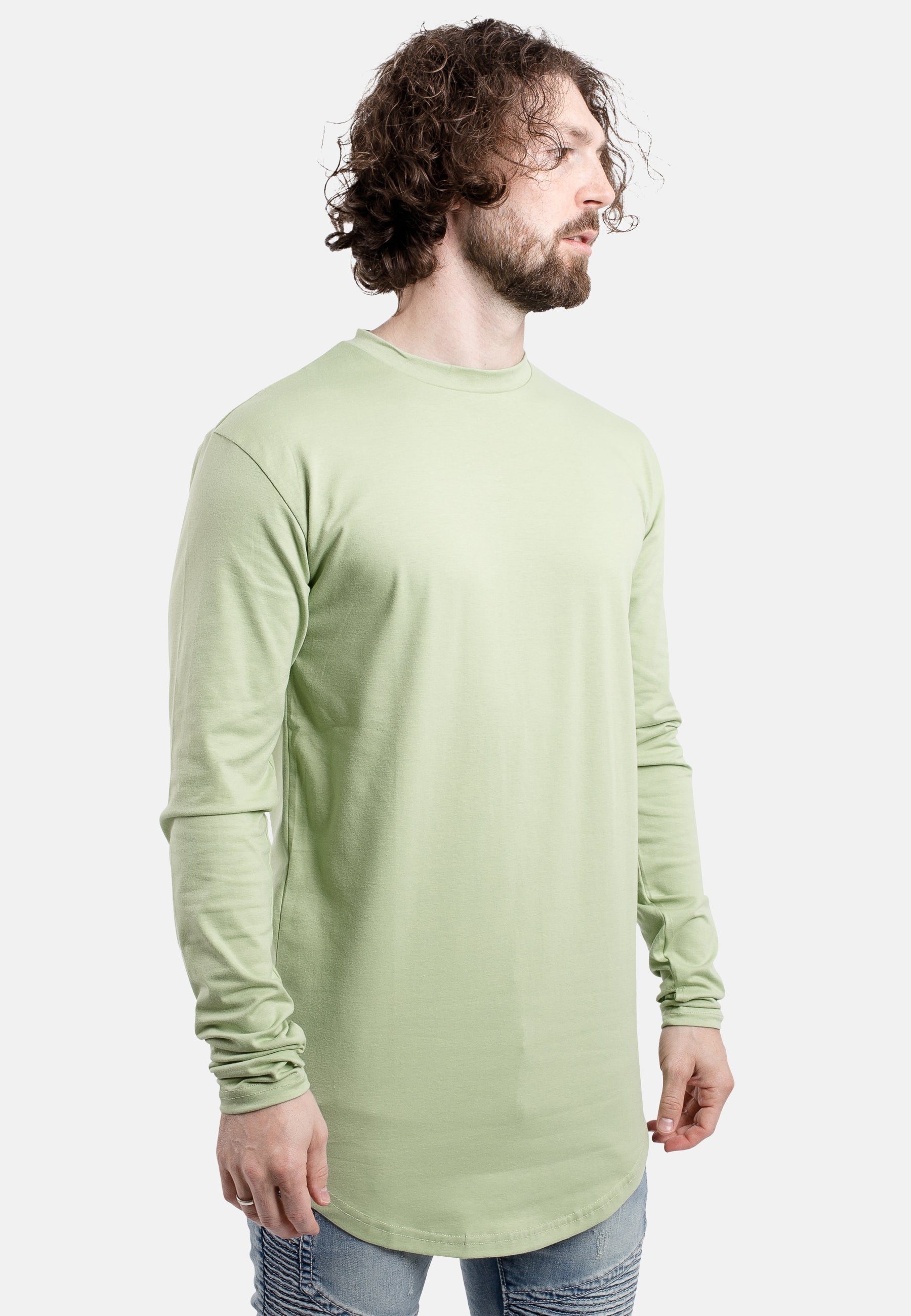 Blackskies-Round-Long-Sleeve-Longline-T-Shirt-Sage-Green-Streetwear-Style