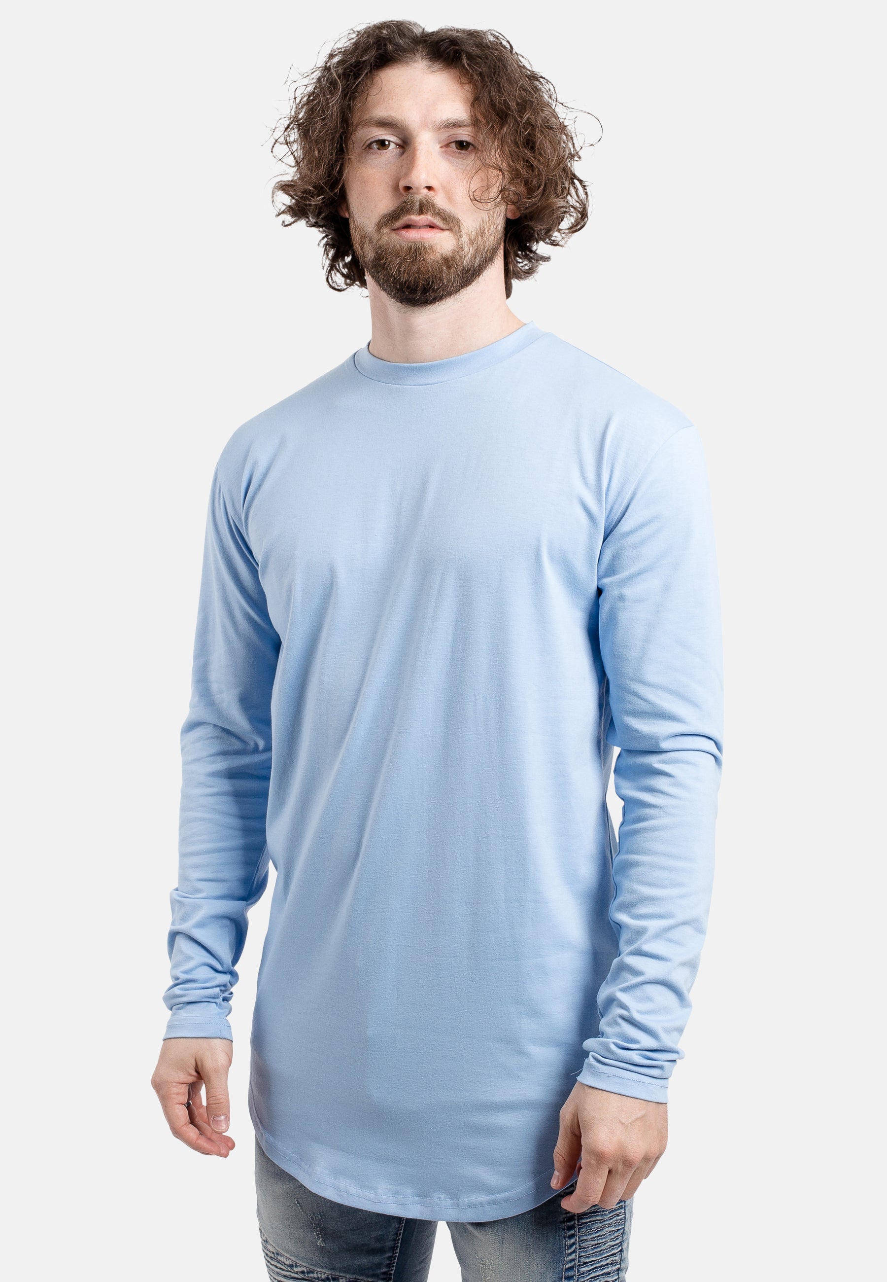 Blackskies-Round-Long-Sleeve-Longline-T-Shirt-Sky-Blue-Curved