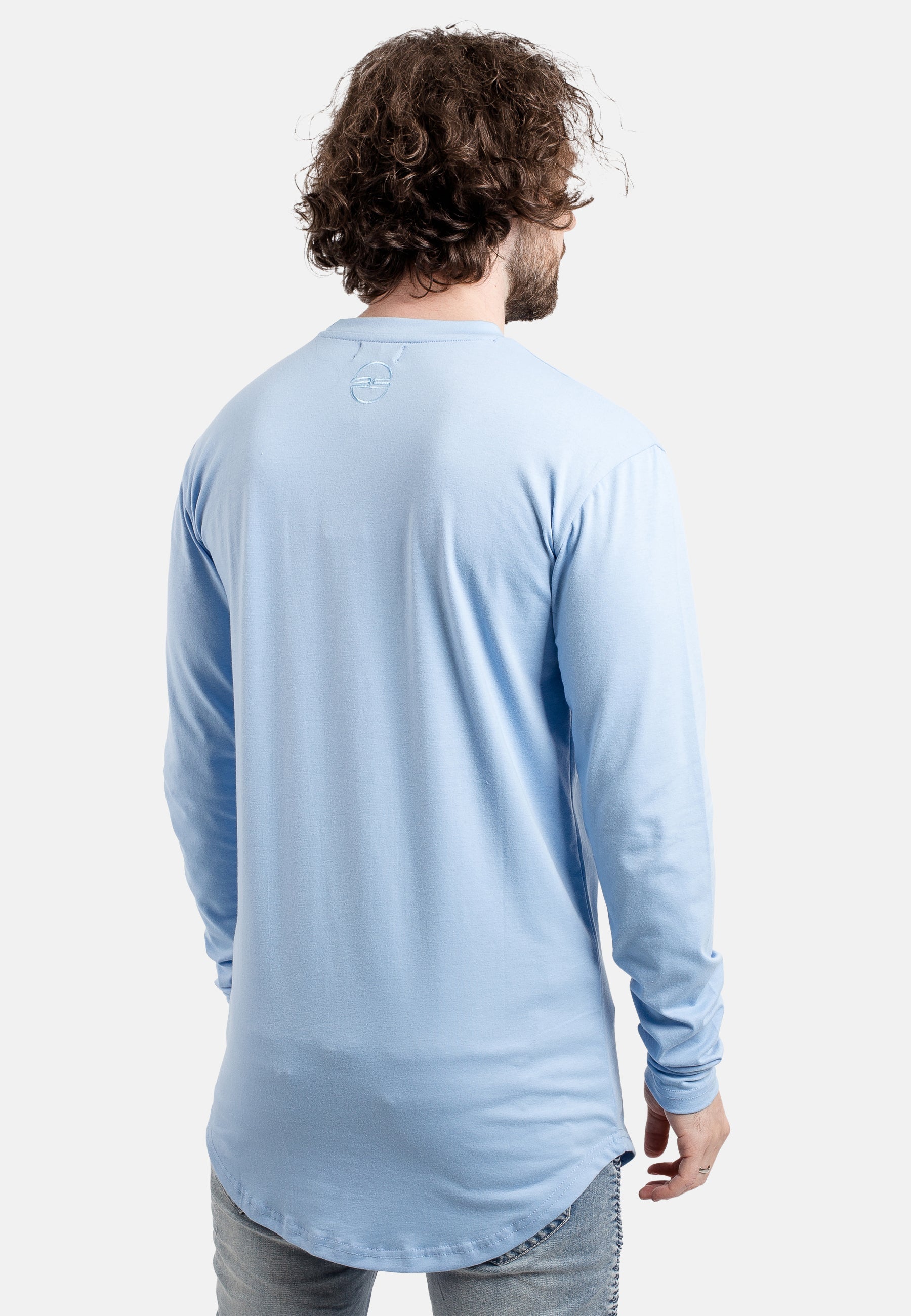 Blackskies-Round-Long-Sleeve-Longline-T-Shirt-Sky-Blue-Elongated
