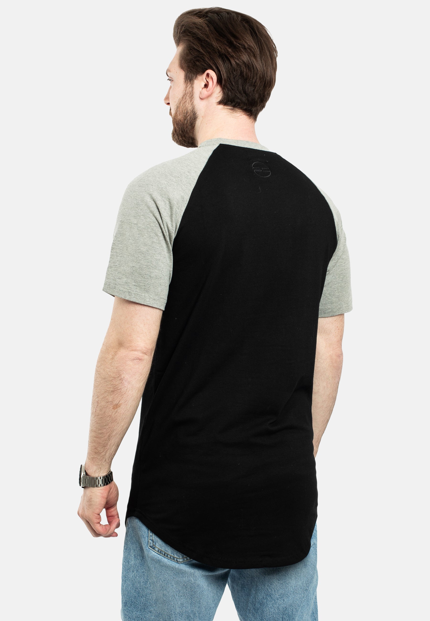 Blackskies-Round-Longline-Baseball-Short-Sleeve-T-Shirt-Black-Grey-Back