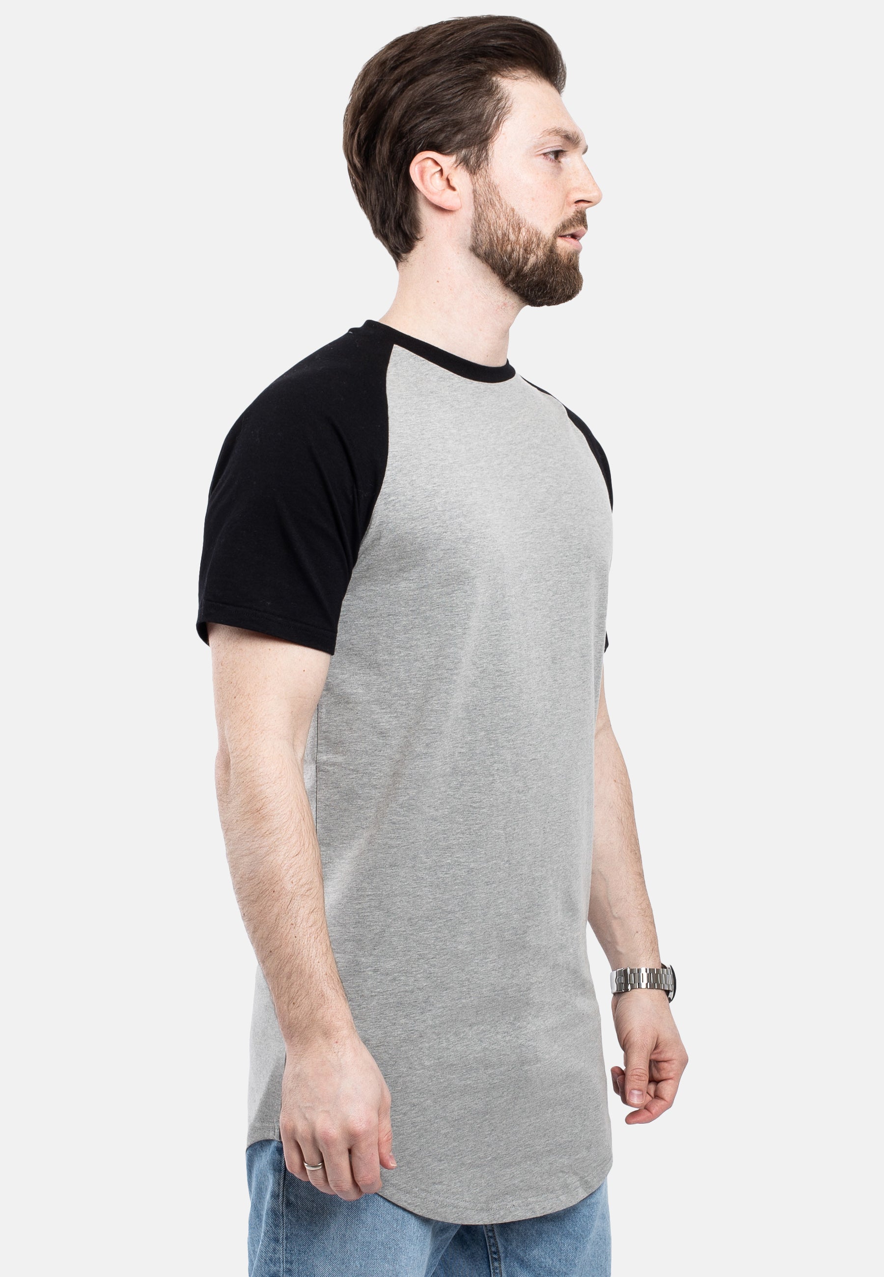 Blackskies-Round-Longline-Baseball-Short-Sleeve-T-Shirt-Grey-Black-Side-2