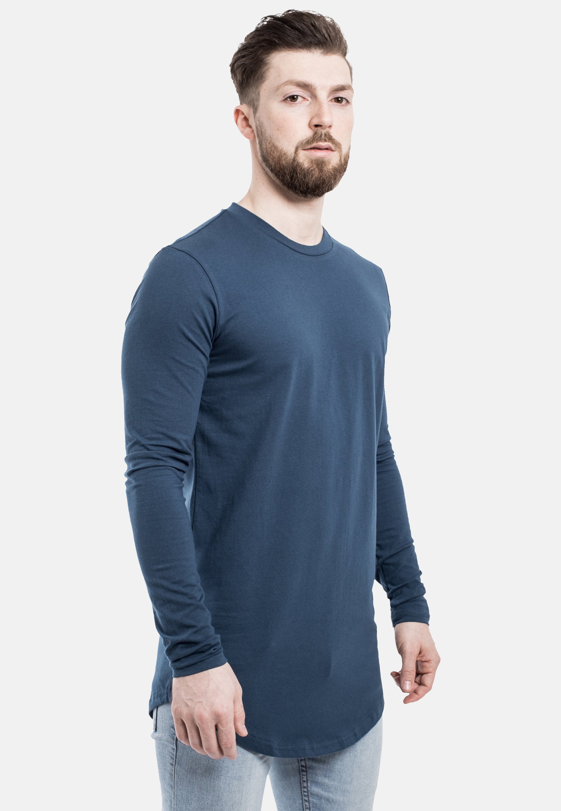 Blackskies-Round-Longline-Long-Sleeve-T-Shirt-Blue-Side-2
